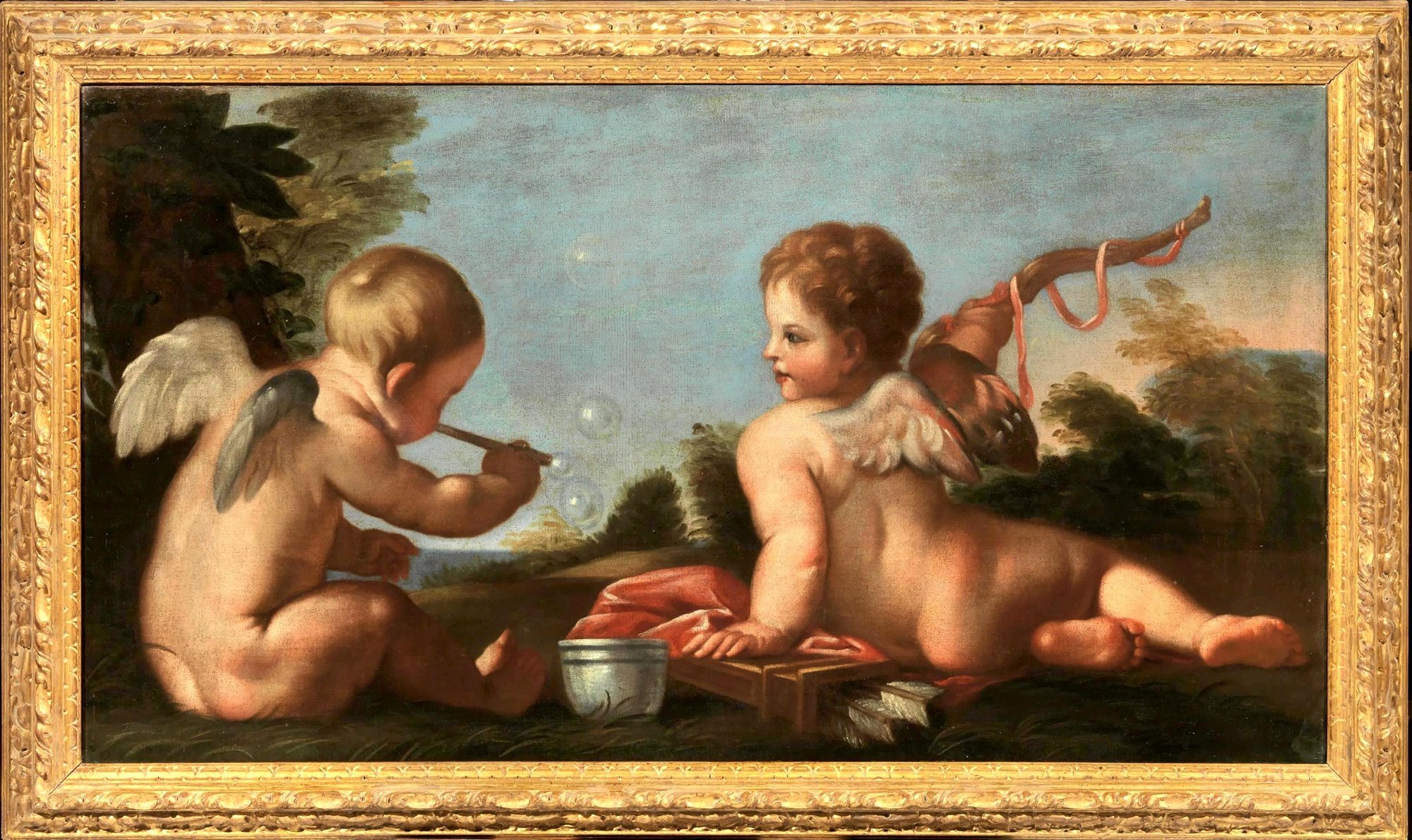 Amorini In Gioco Con Bolle Di Sapone Paolo Gerolamo Piola Genova 1666 Ivi 1724 Bottega Di Dipinti Antichi Mitologici Storici