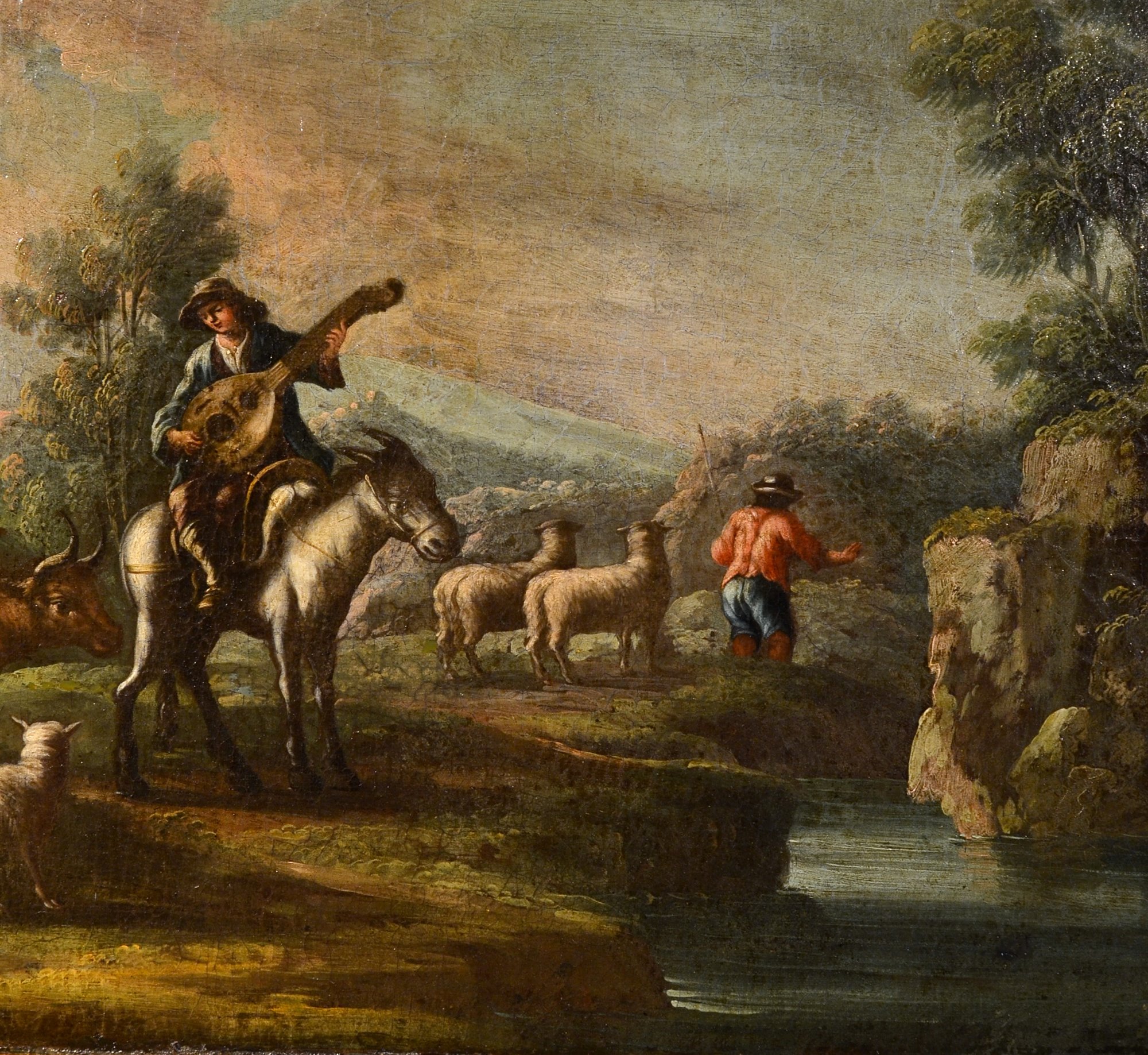 Pendant di opere 'Paesaggio con scena bucolica', 'Paesaggio con scena di caccia'