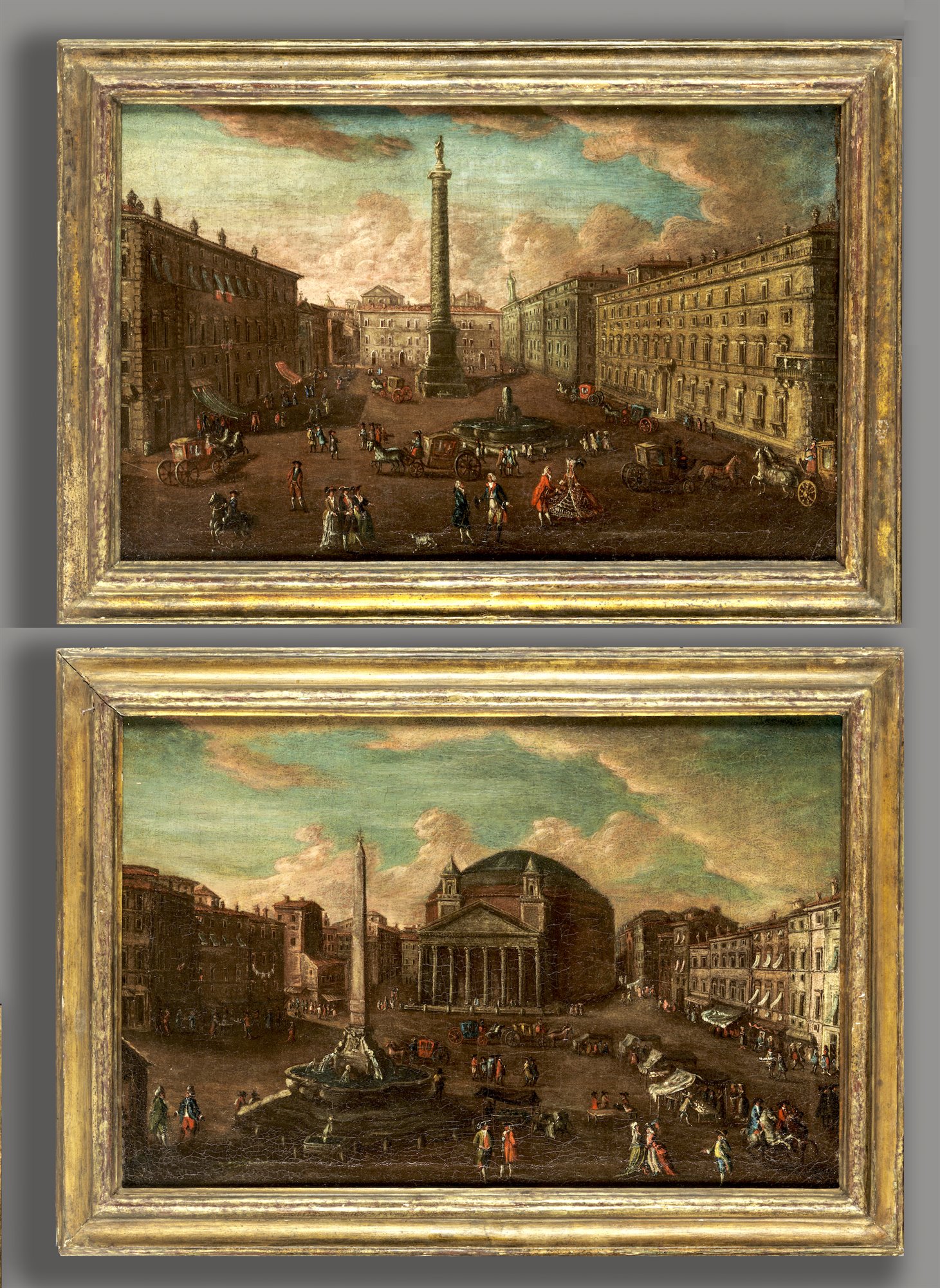 Veduta di Roma con Piazza Colonna, Palazzo Chigi e la Colonna di Marco Aurelio