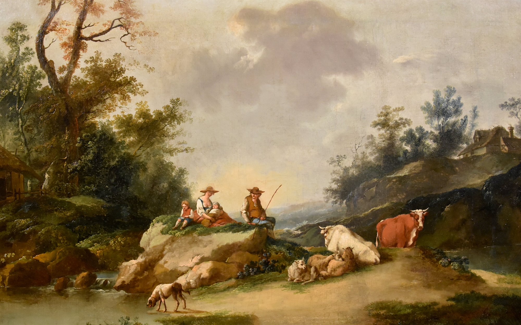 Paesaggio con fiume e pastori in riposo