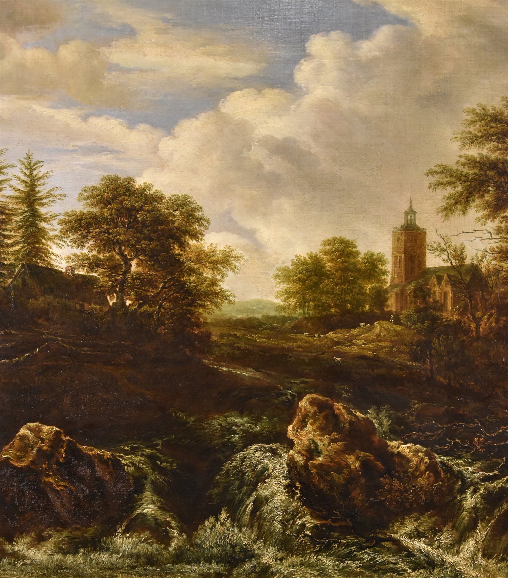Paesaggio boscoso con cascata