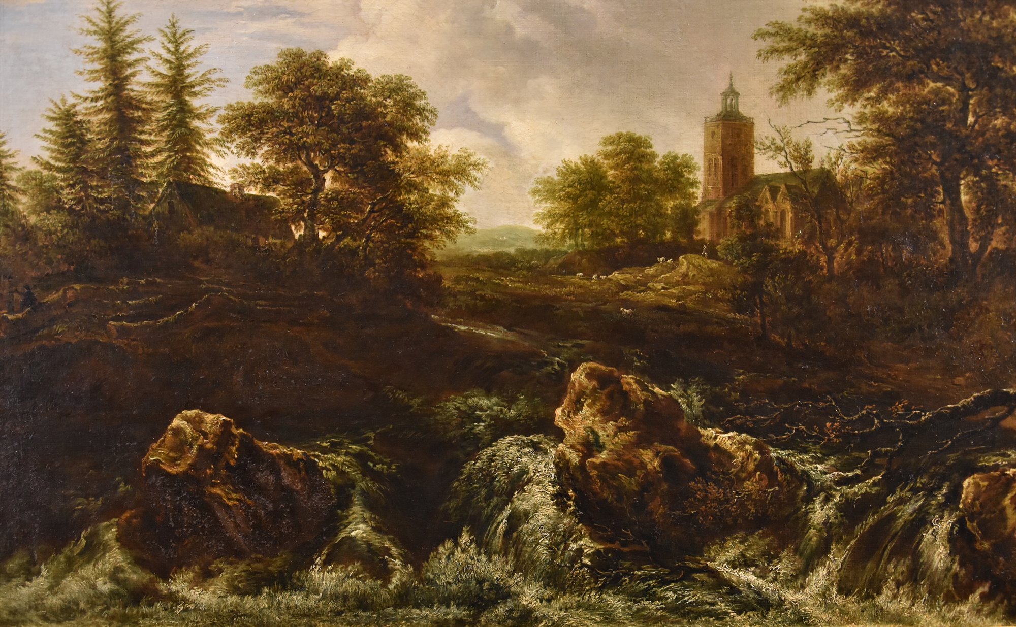 Paesaggio boscoso con cascata