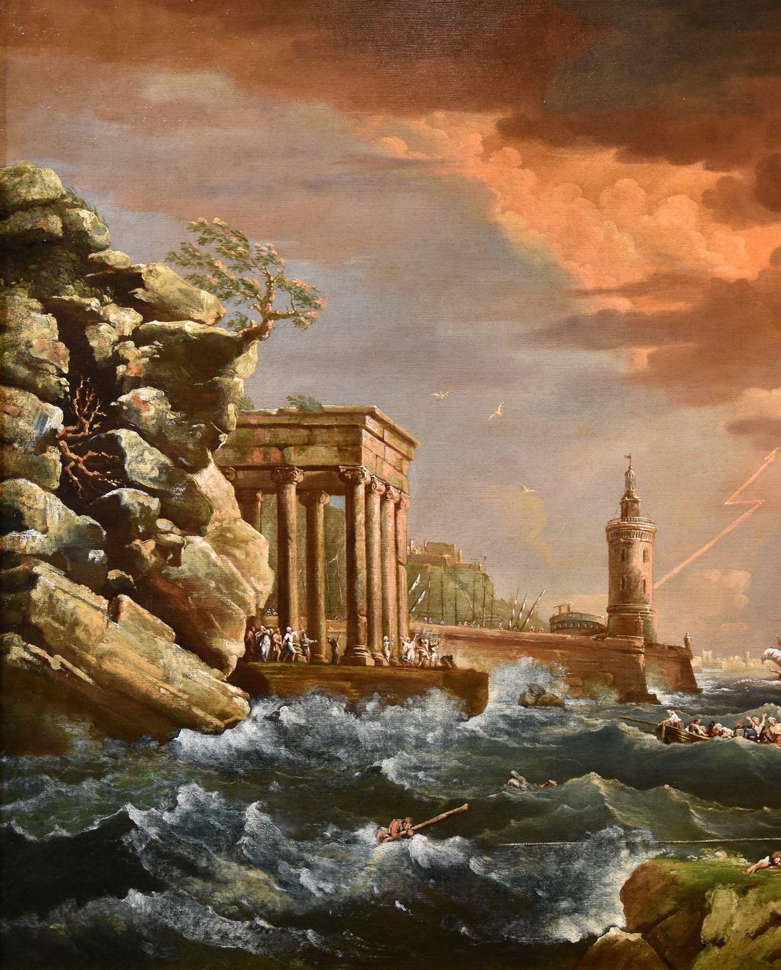 Marina in tempesta con naufragio