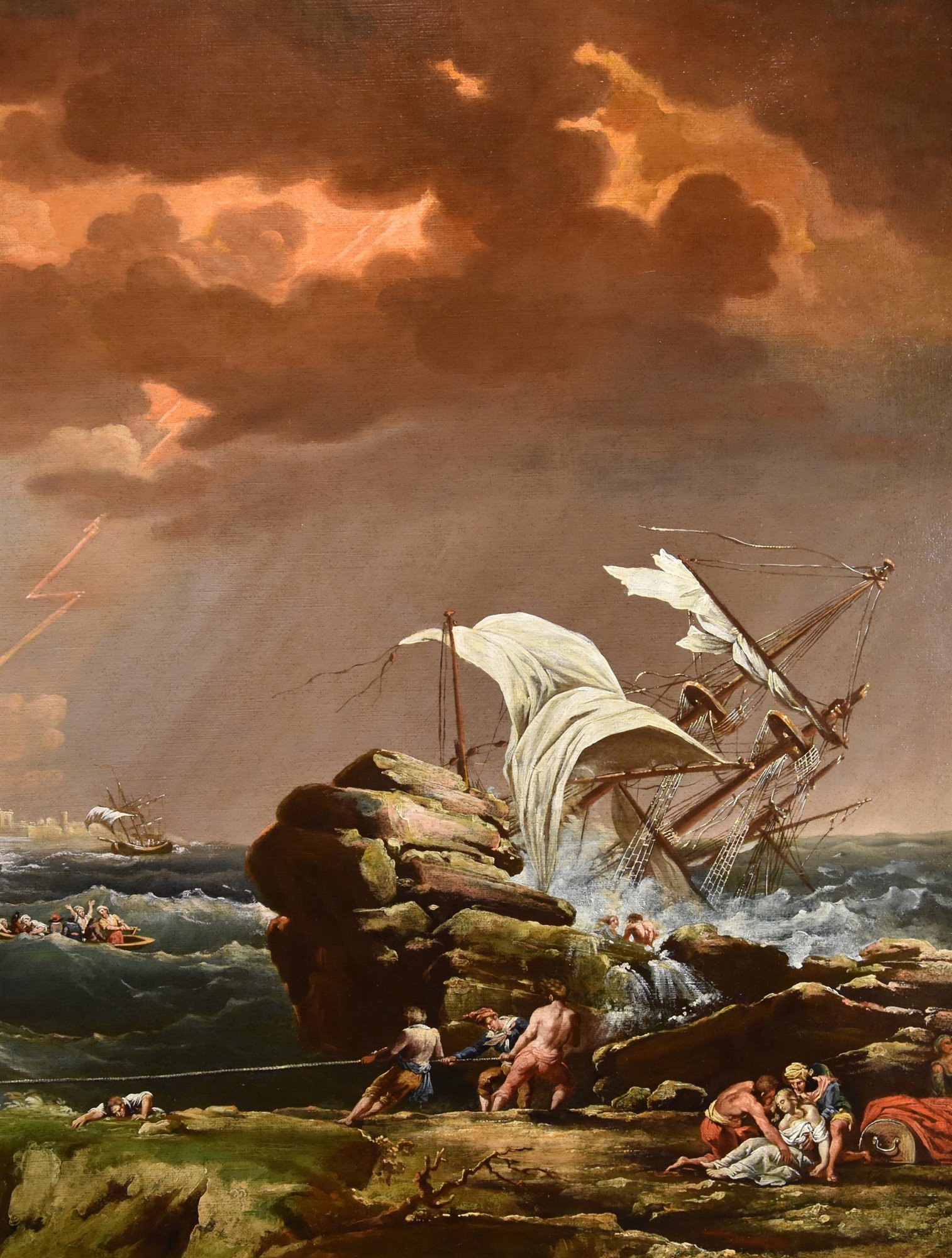 Marina in tempesta con naufragio