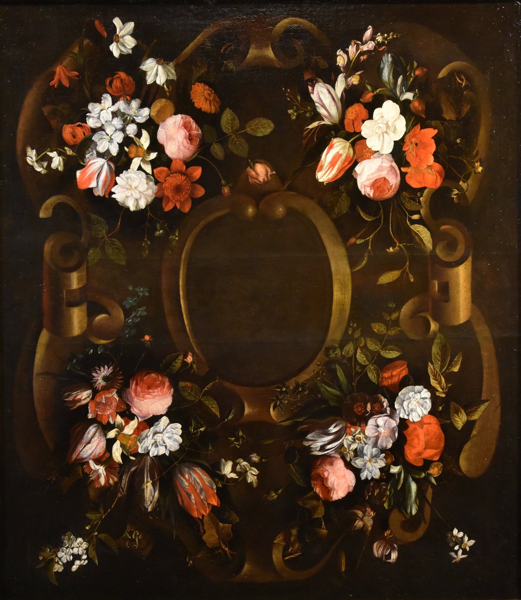 Ghirlanda di fiori con cartiglio