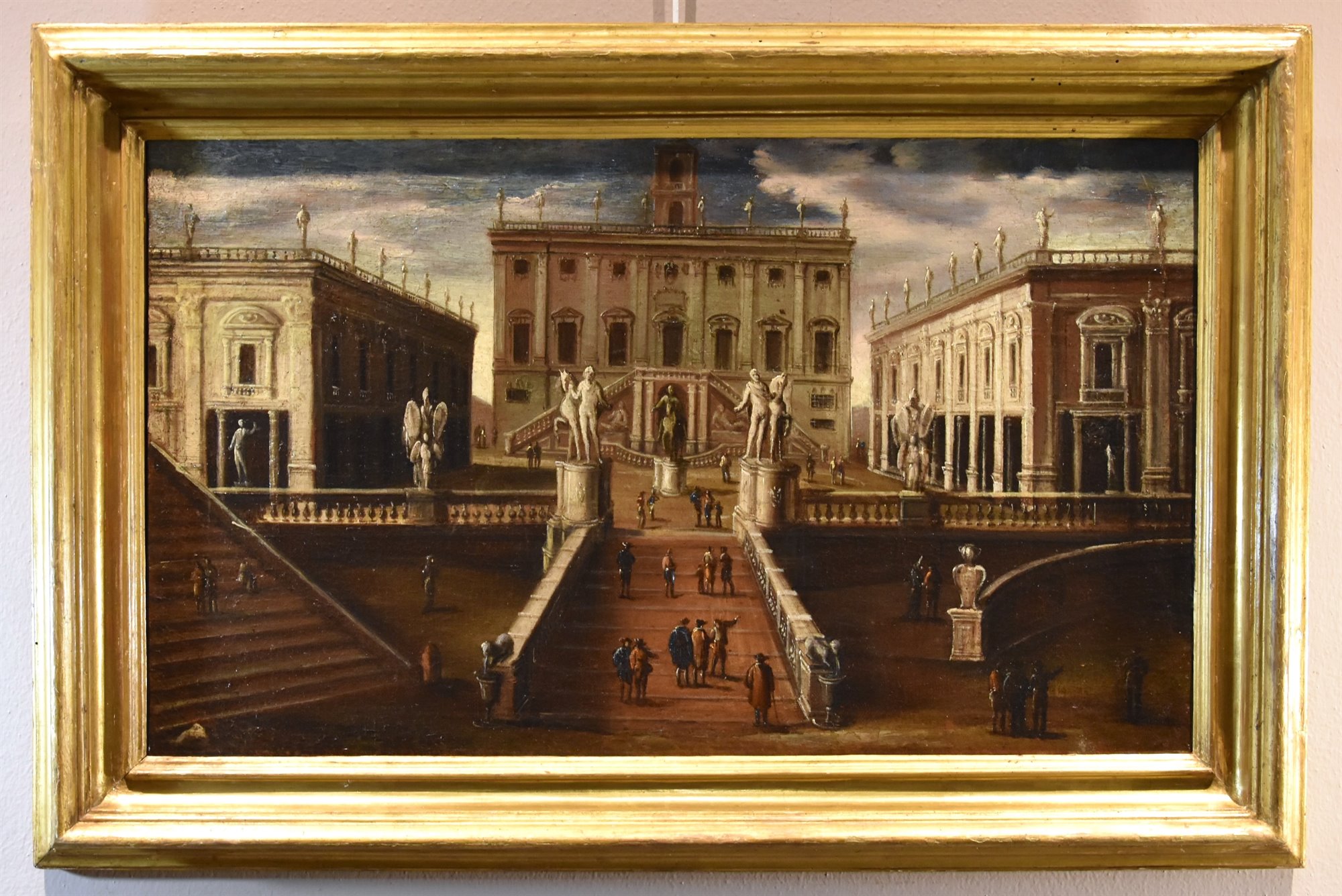 Veduta di Roma con la Piazza del Campidoglio e la Cordonata