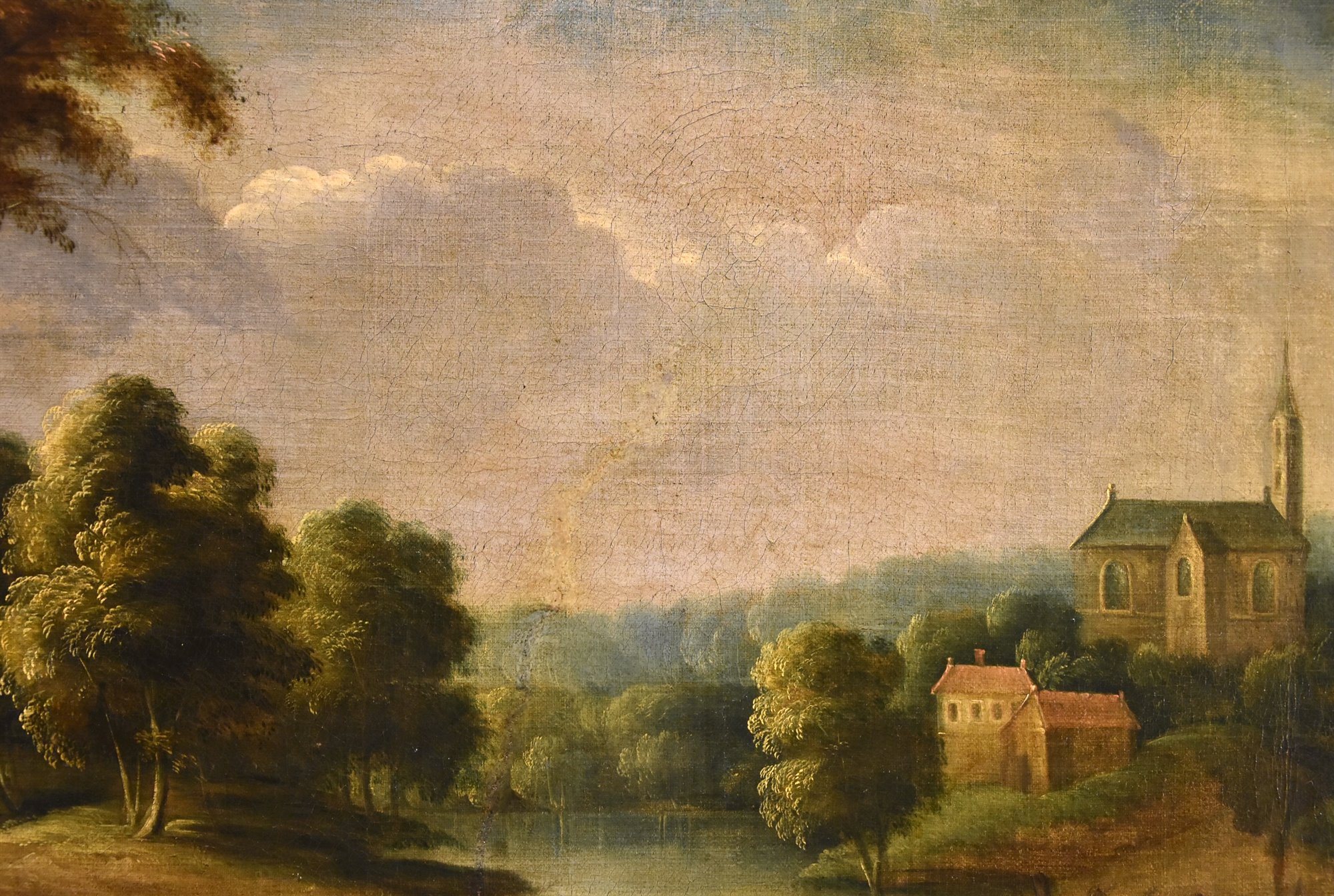 Paesaggio fluviale con villaggio