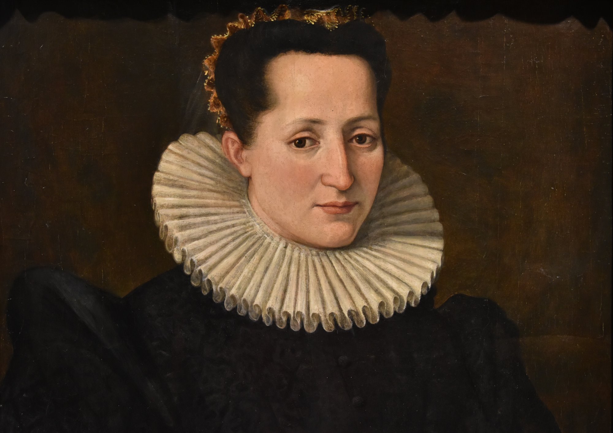 Ritratto di nobildonna, a mezzo busto, con libro in mano