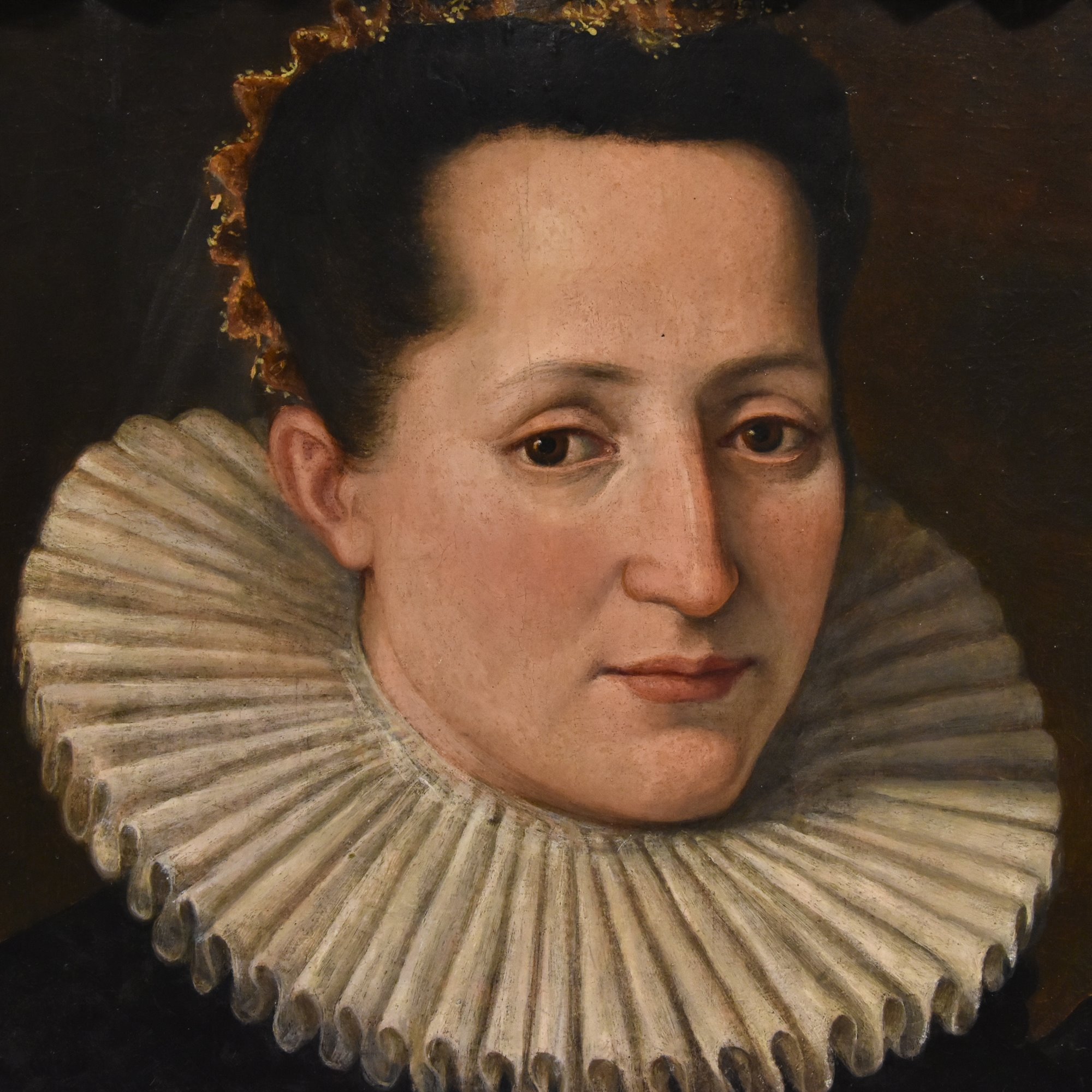 Ritratto di nobildonna, a mezzo busto, con libro in mano