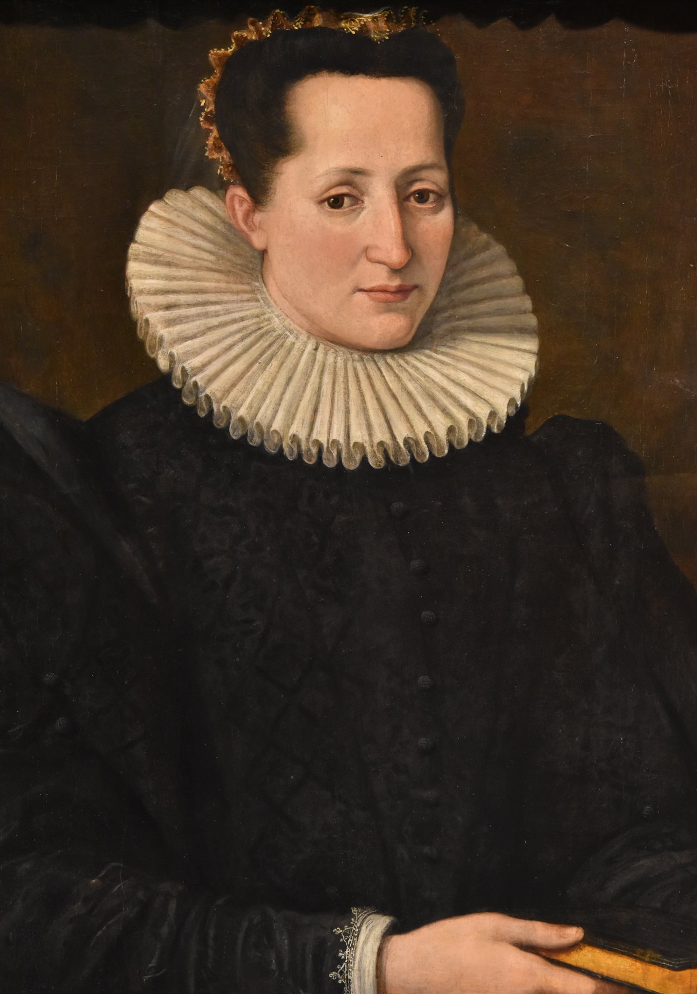 Ritratto di nobildonna, a mezzo busto, con libro in mano