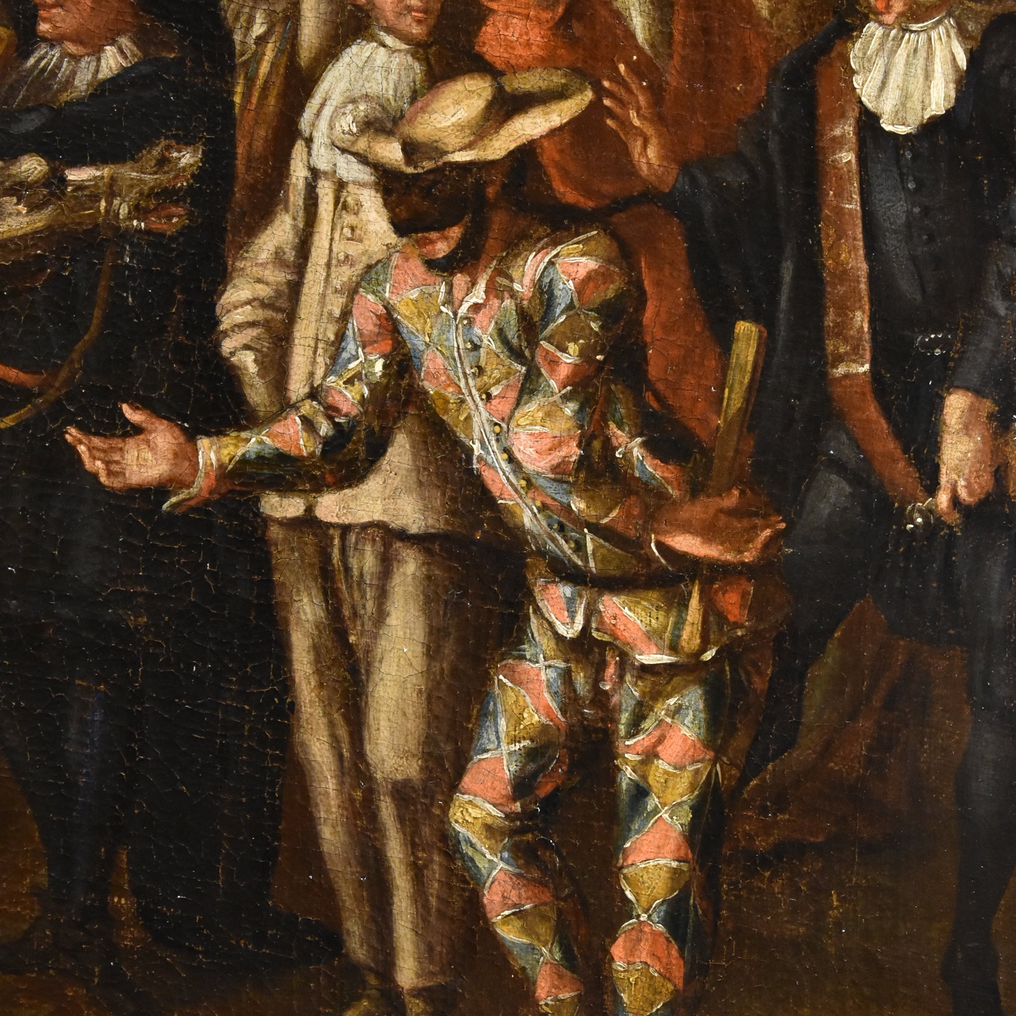 Scena carnevalesca con Arlecchino