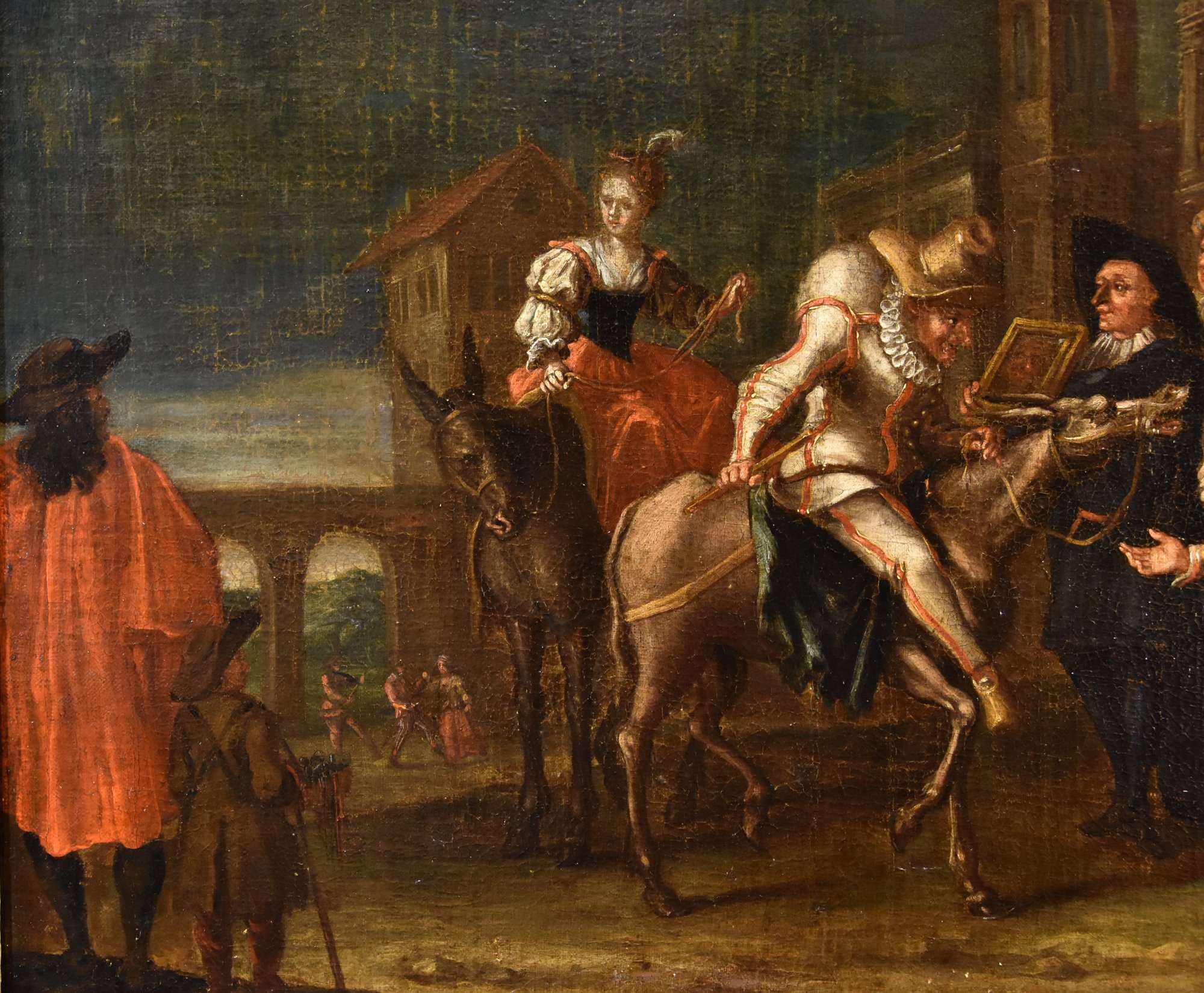 Scena carnevalesca con Arlecchino