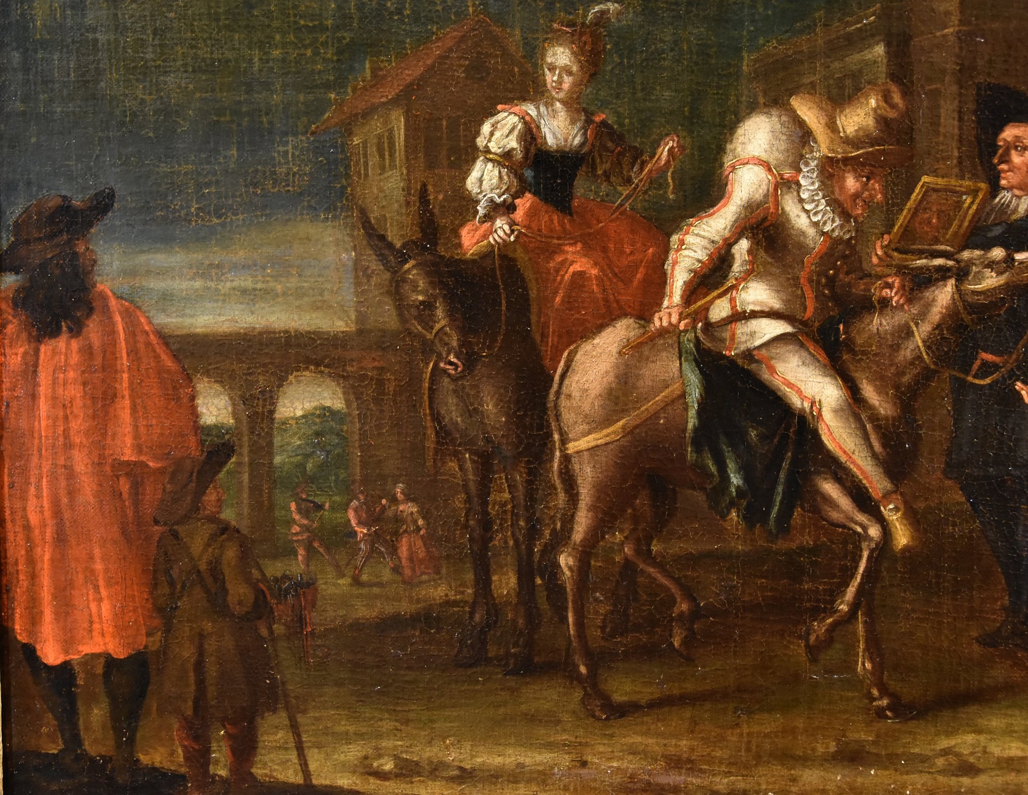 Scena carnevalesca con Arlecchino