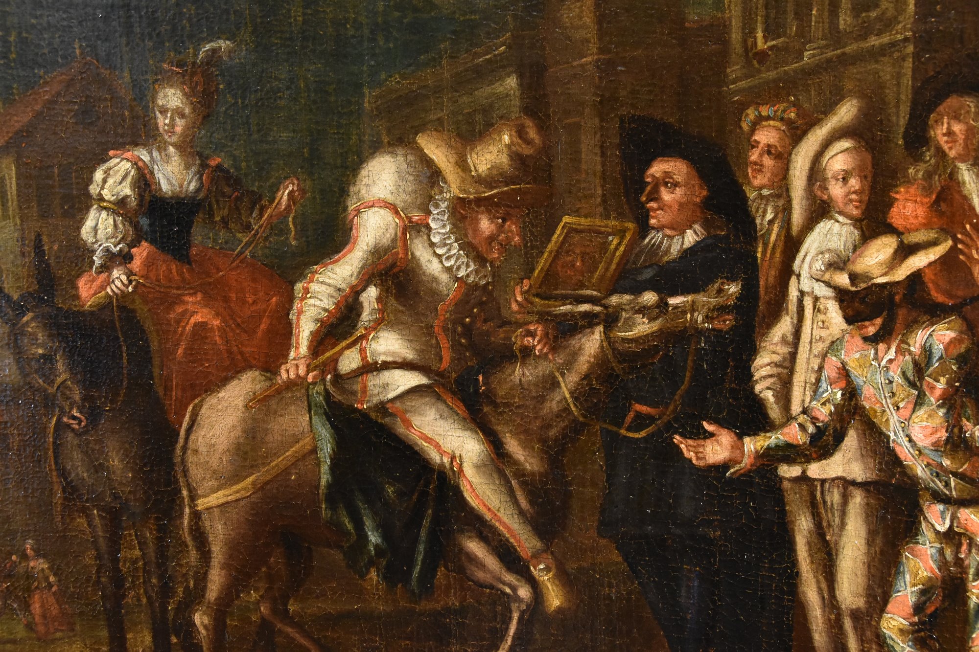 Scena carnevalesca con Arlecchino