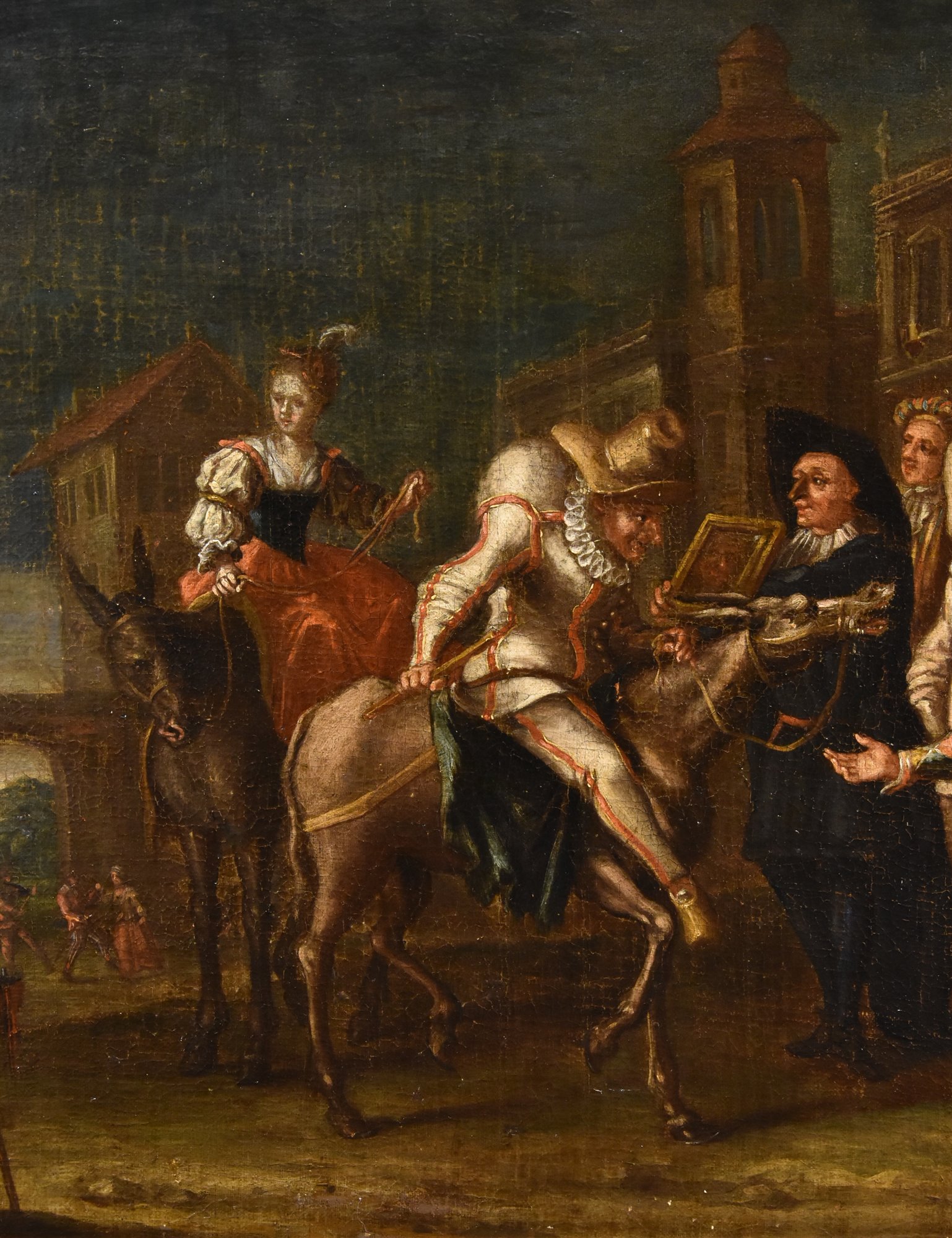 Scena carnevalesca con Arlecchino