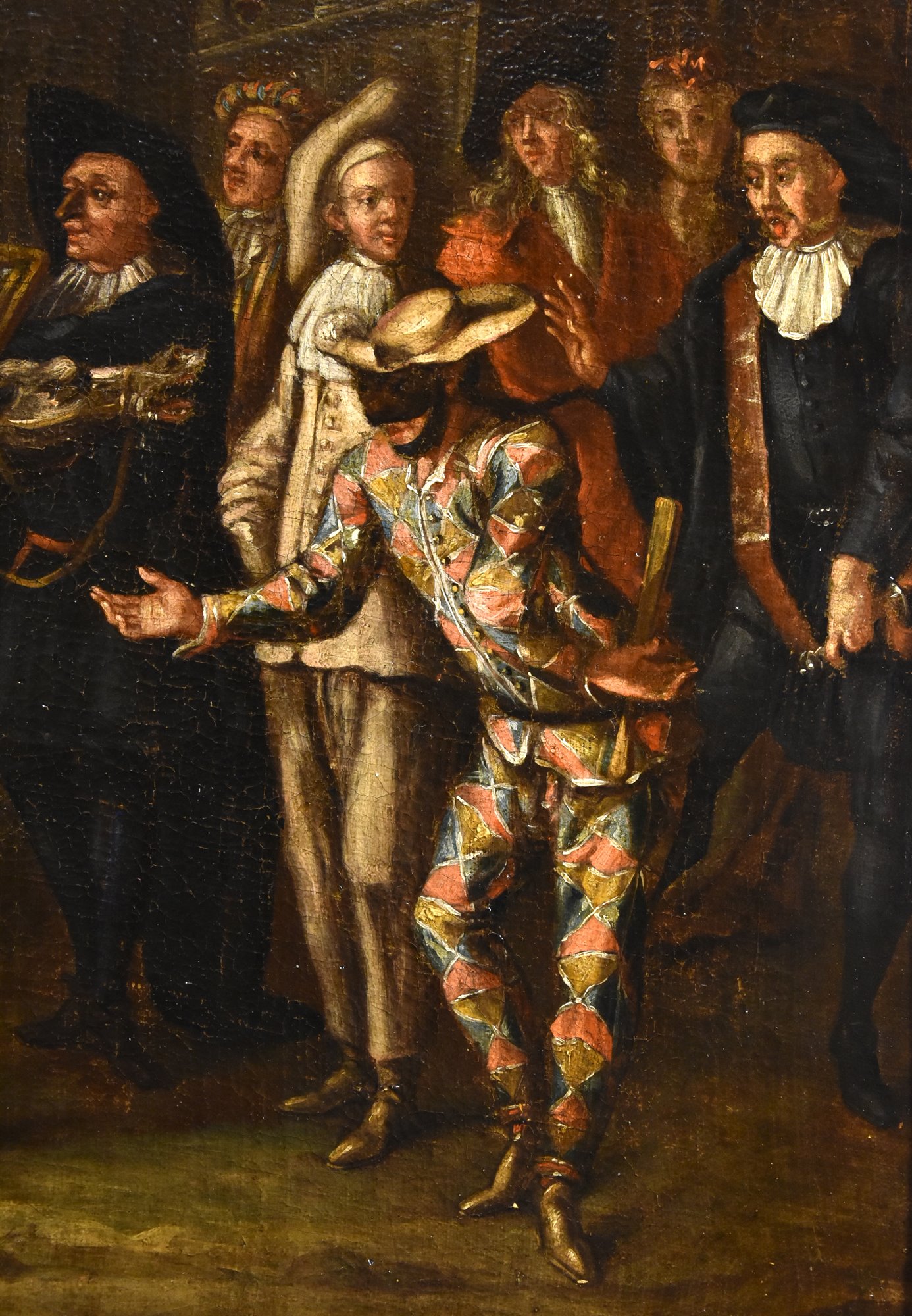 Scena carnevalesca con Arlecchino