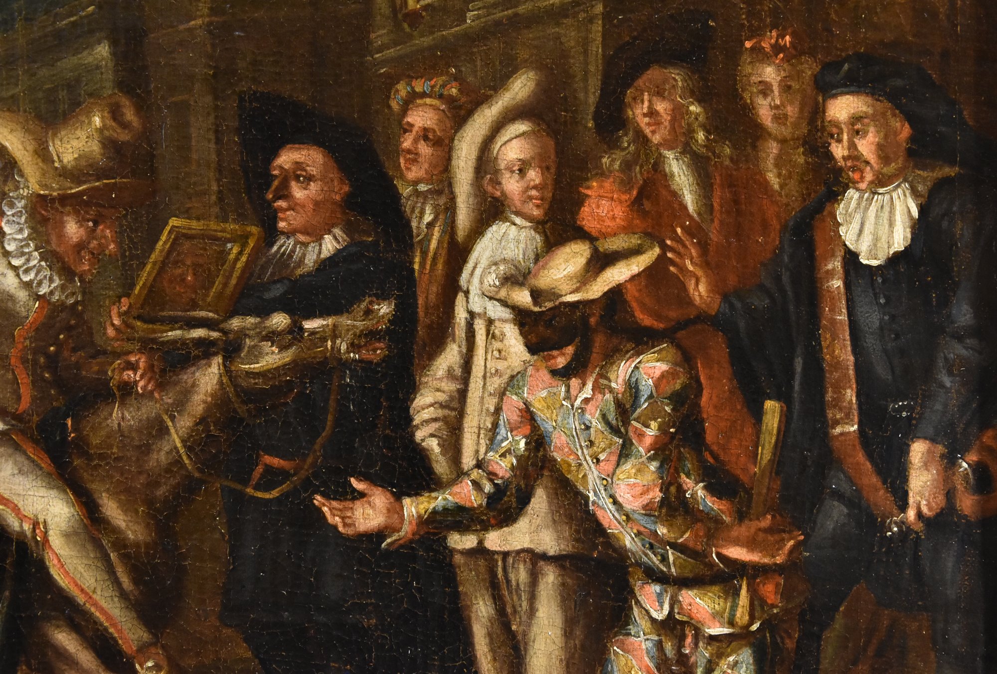 Scena carnevalesca con Arlecchino