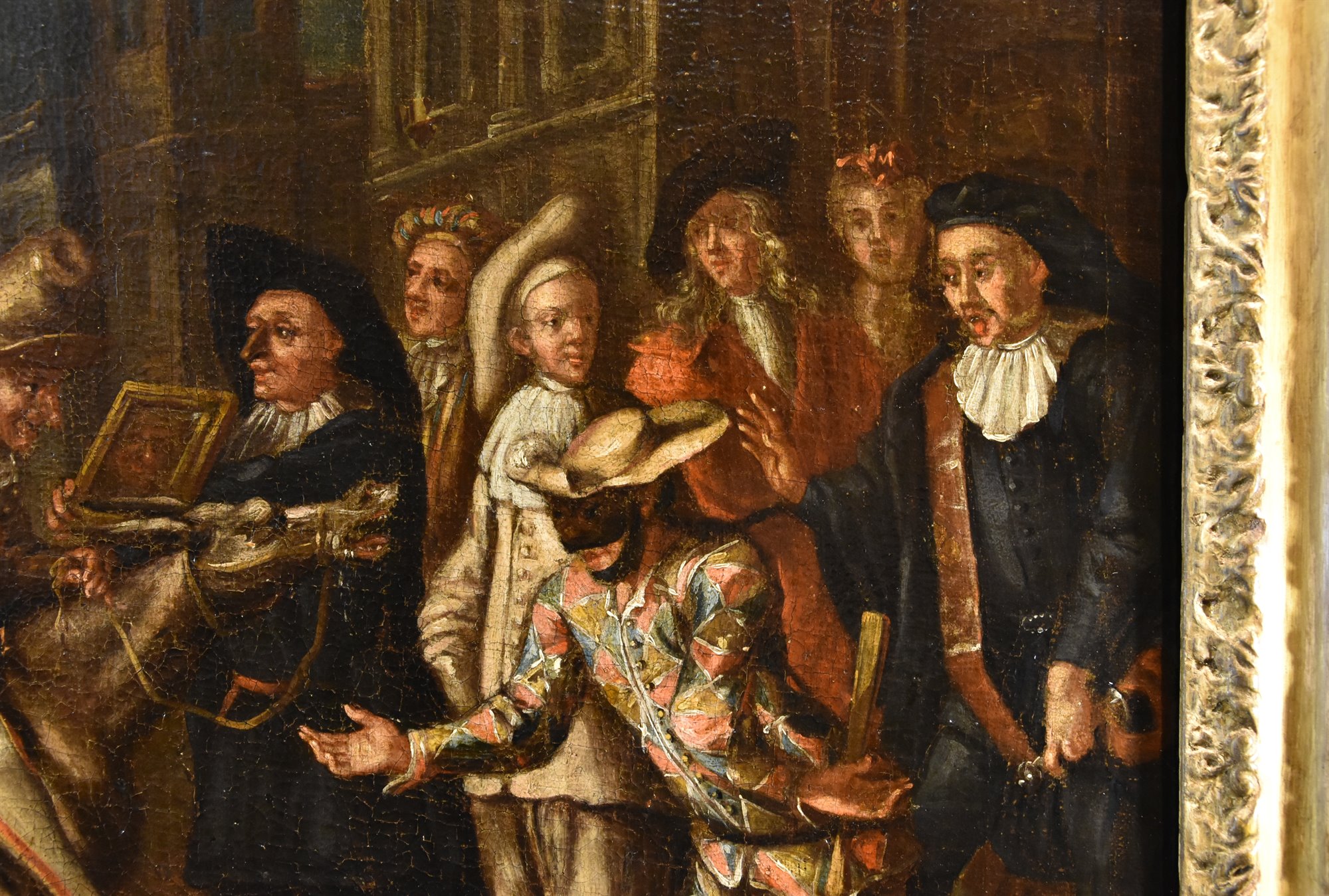 Scena carnevalesca con Arlecchino