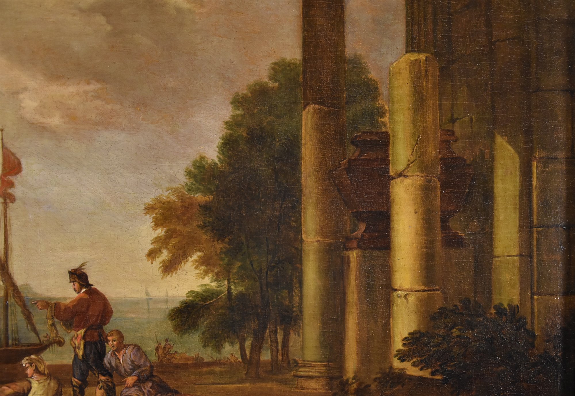 Paesaggio costiero con rovine architettoniche