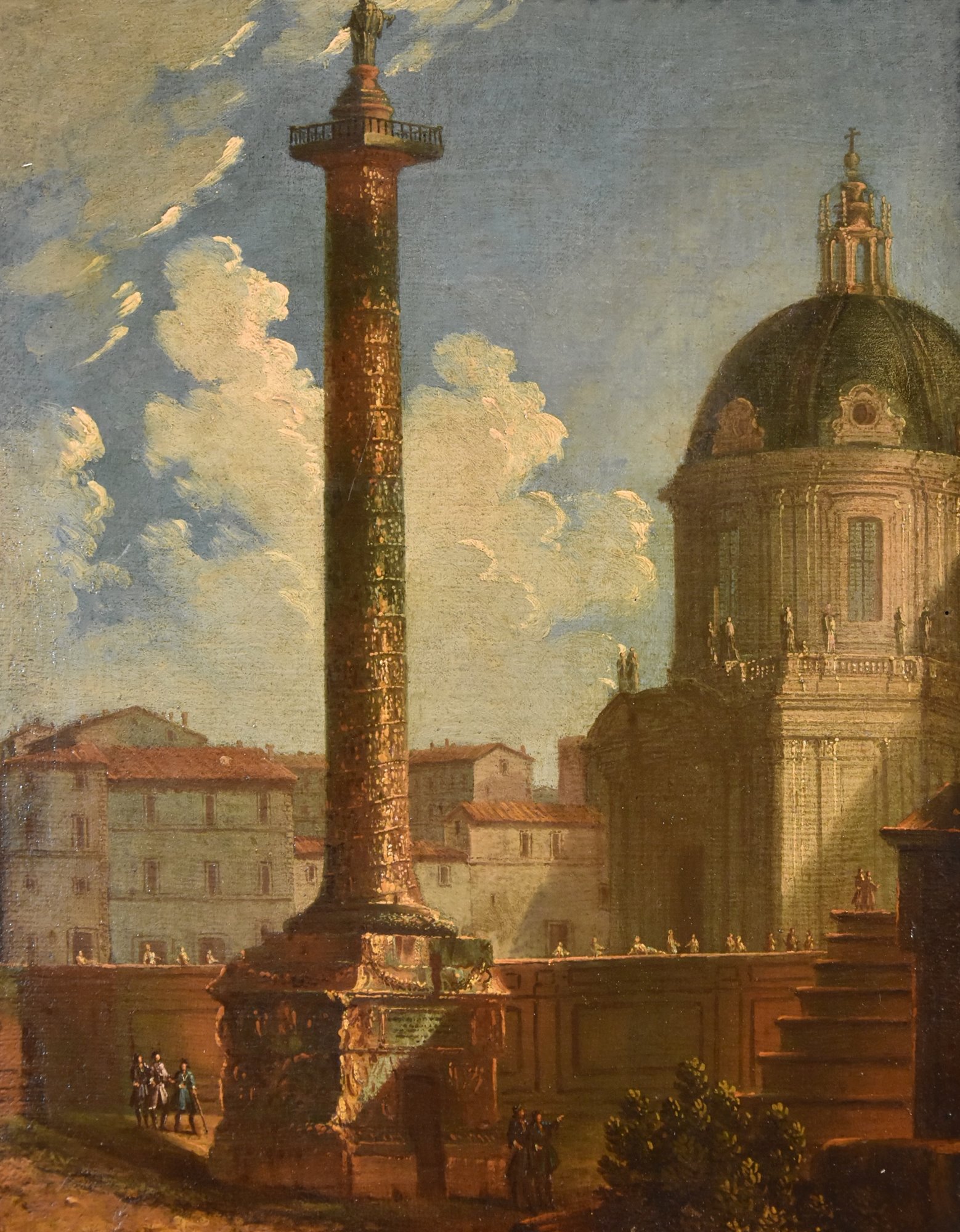 Coppia di vedute di Roma con la la Colonna Traiana e la Colonna Antonina