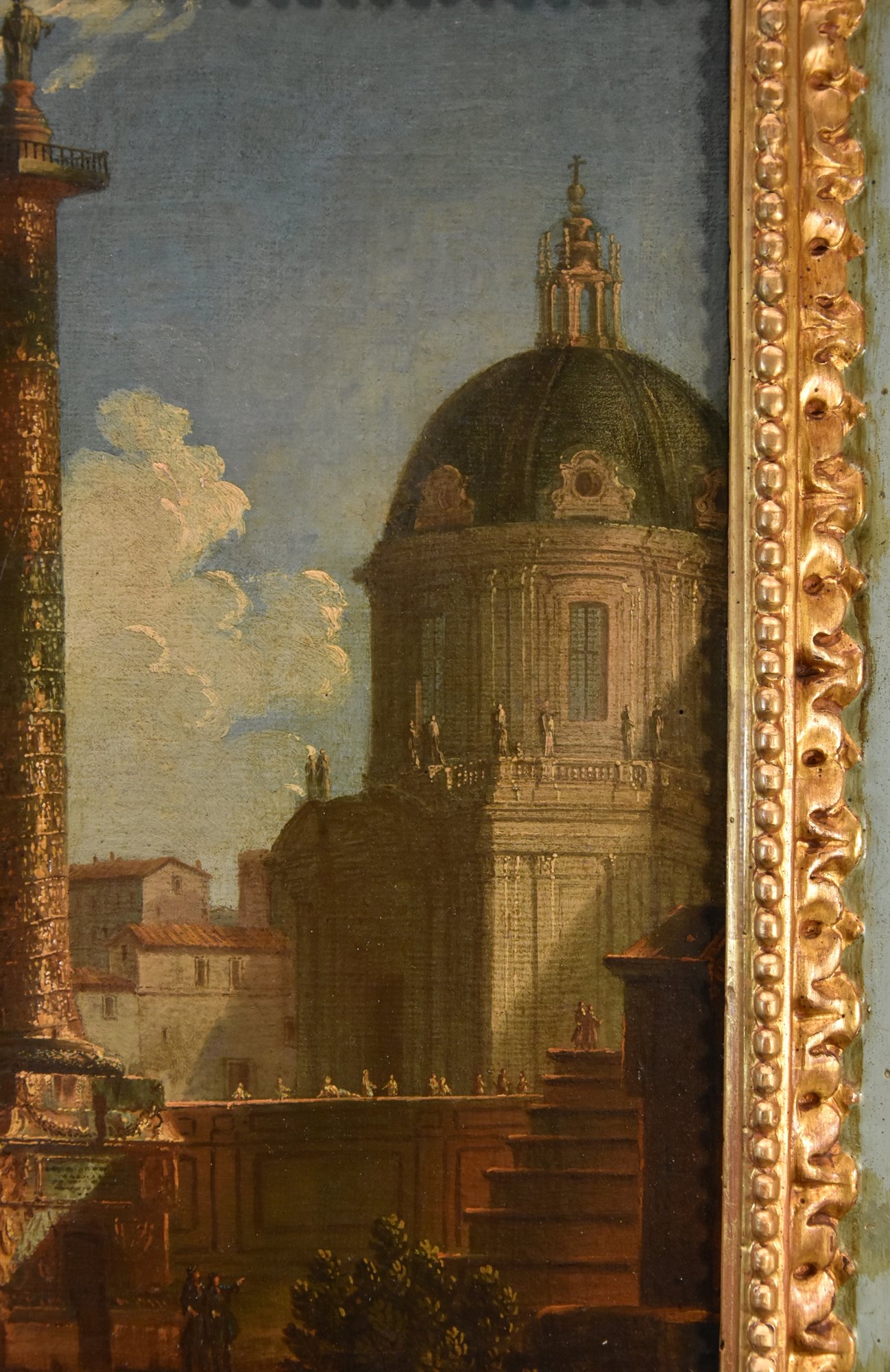 Coppia di vedute di Roma con la la Colonna Traiana e la Colonna Antonina
