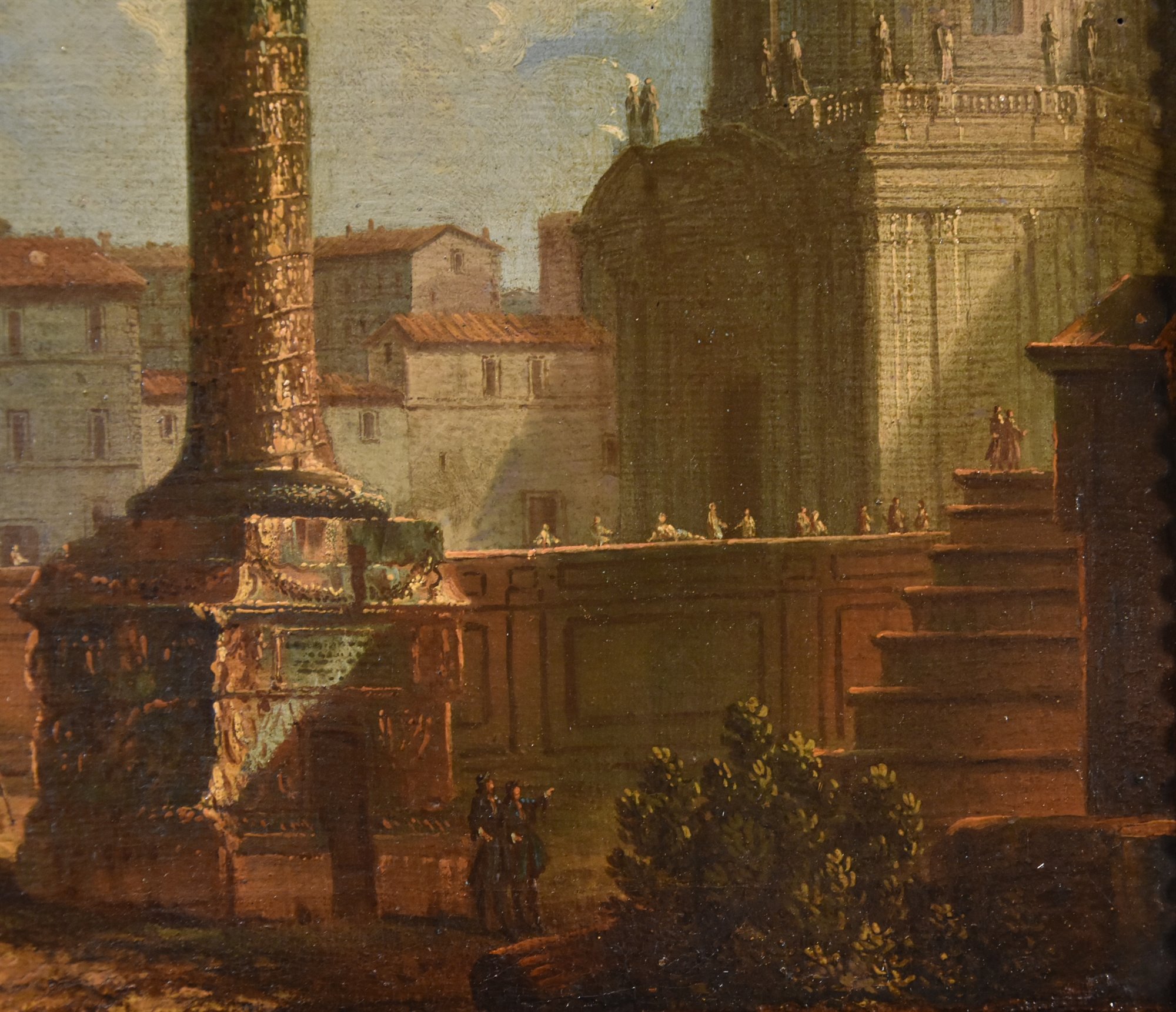 Coppia di vedute di Roma con la la Colonna Traiana e la Colonna Antonina