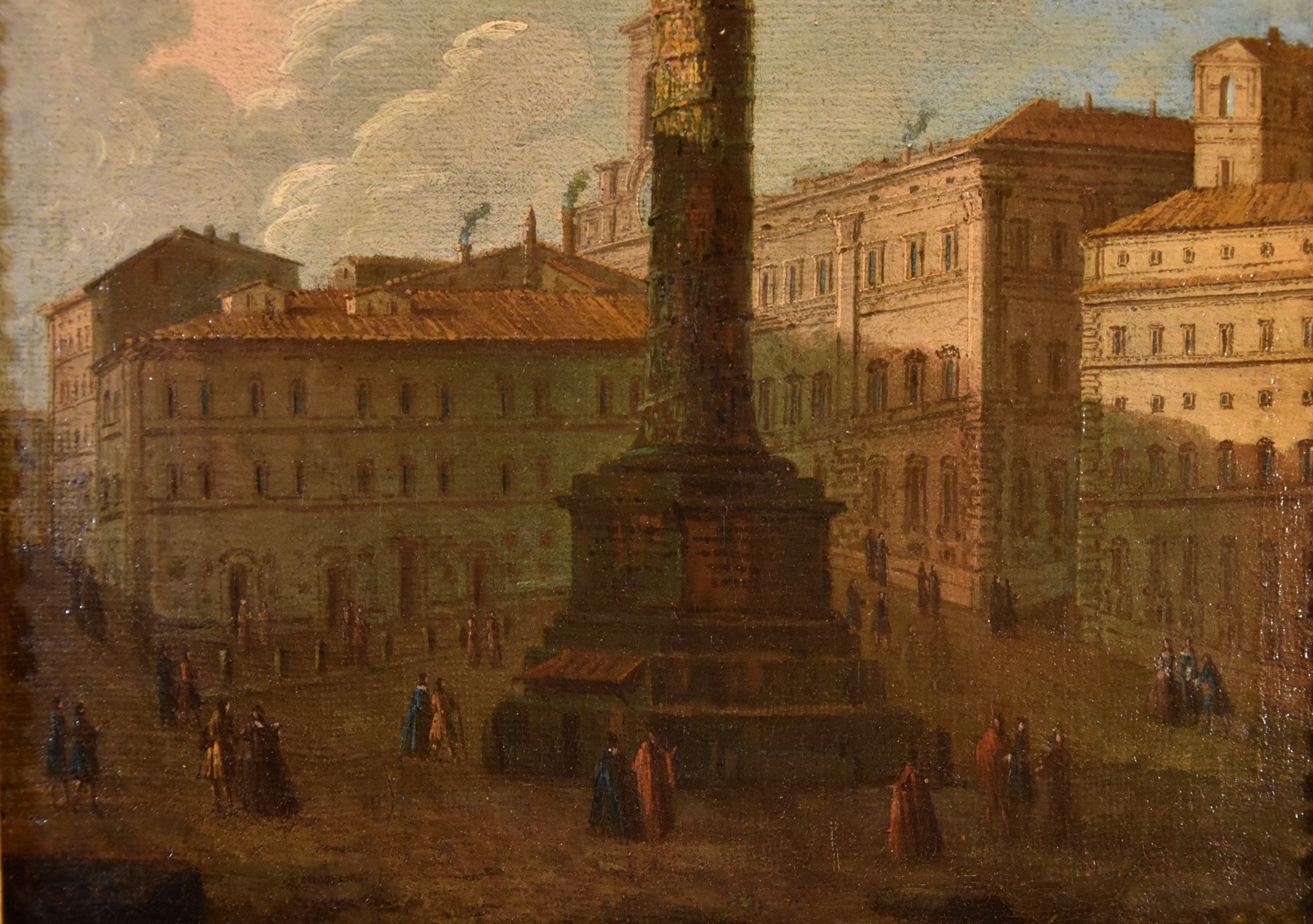 Coppia di vedute di Roma con la la Colonna Traiana e la Colonna Antonina
