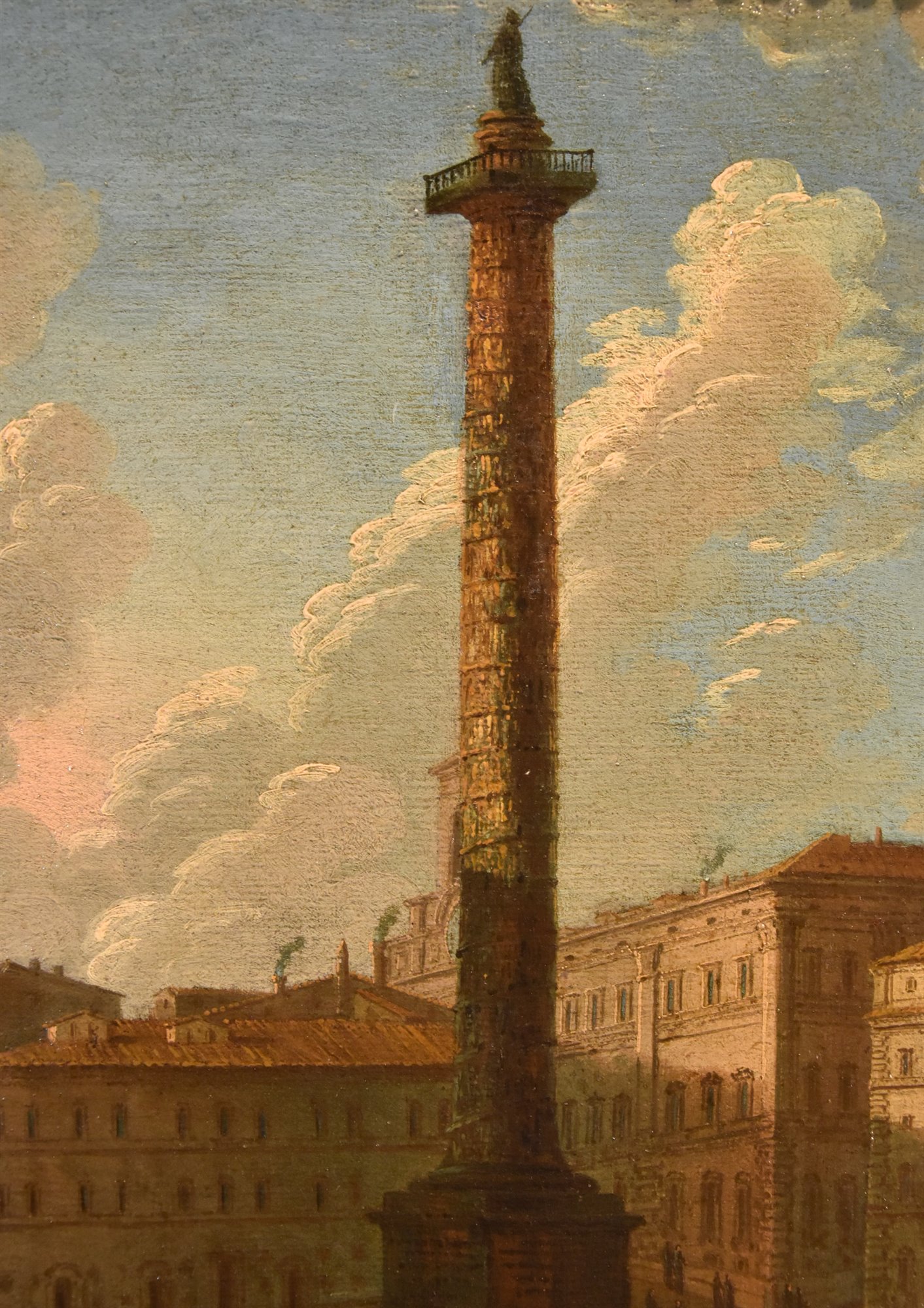 Coppia di vedute di Roma con la la Colonna Traiana e la Colonna Antonina