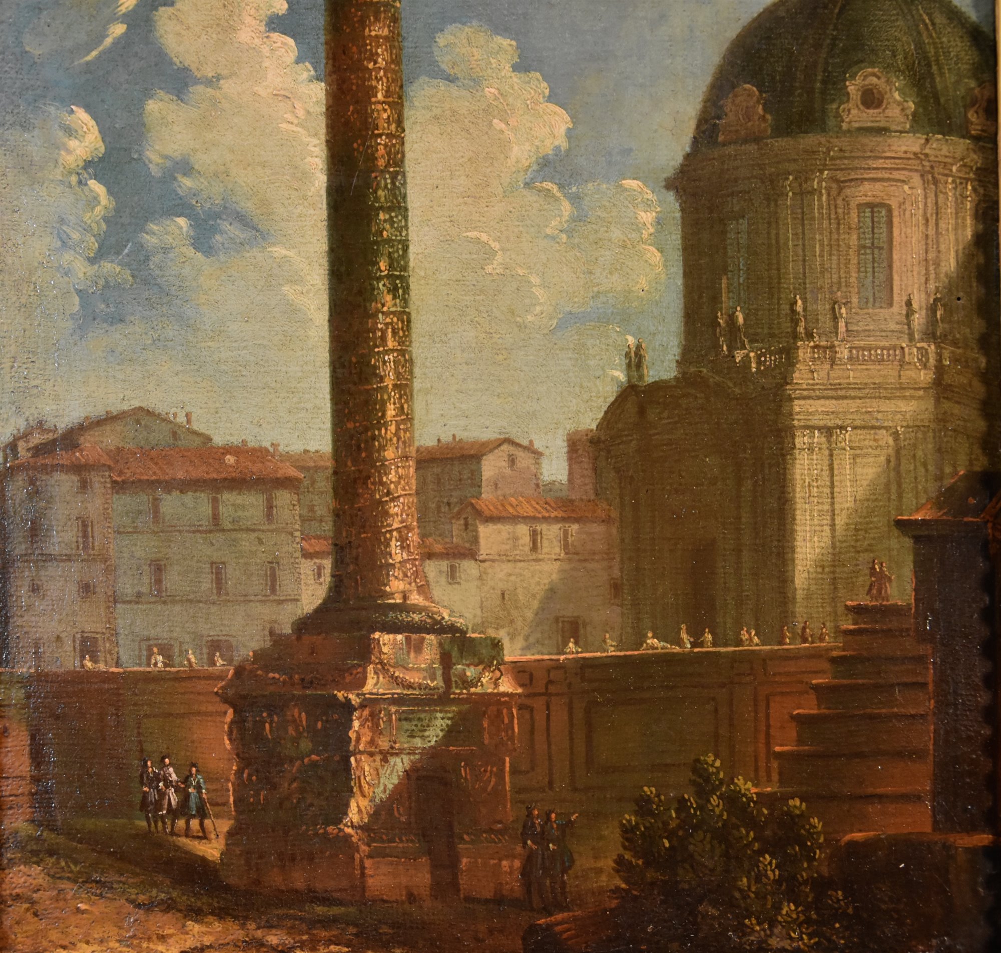 Coppia di vedute di Roma con la la Colonna Traiana e la Colonna Antonina