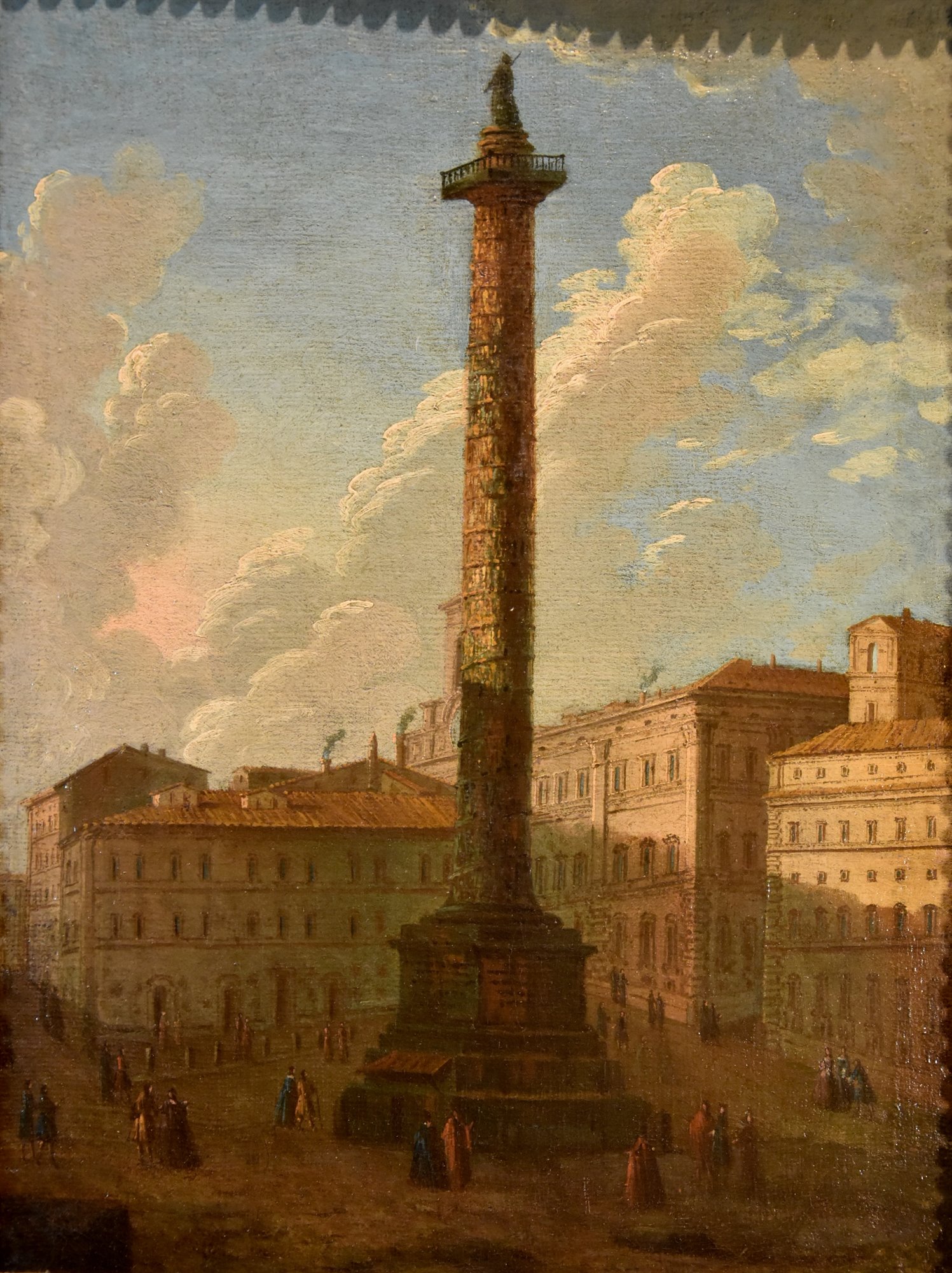 Coppia di vedute di Roma con la la Colonna Traiana e la Colonna Antonina