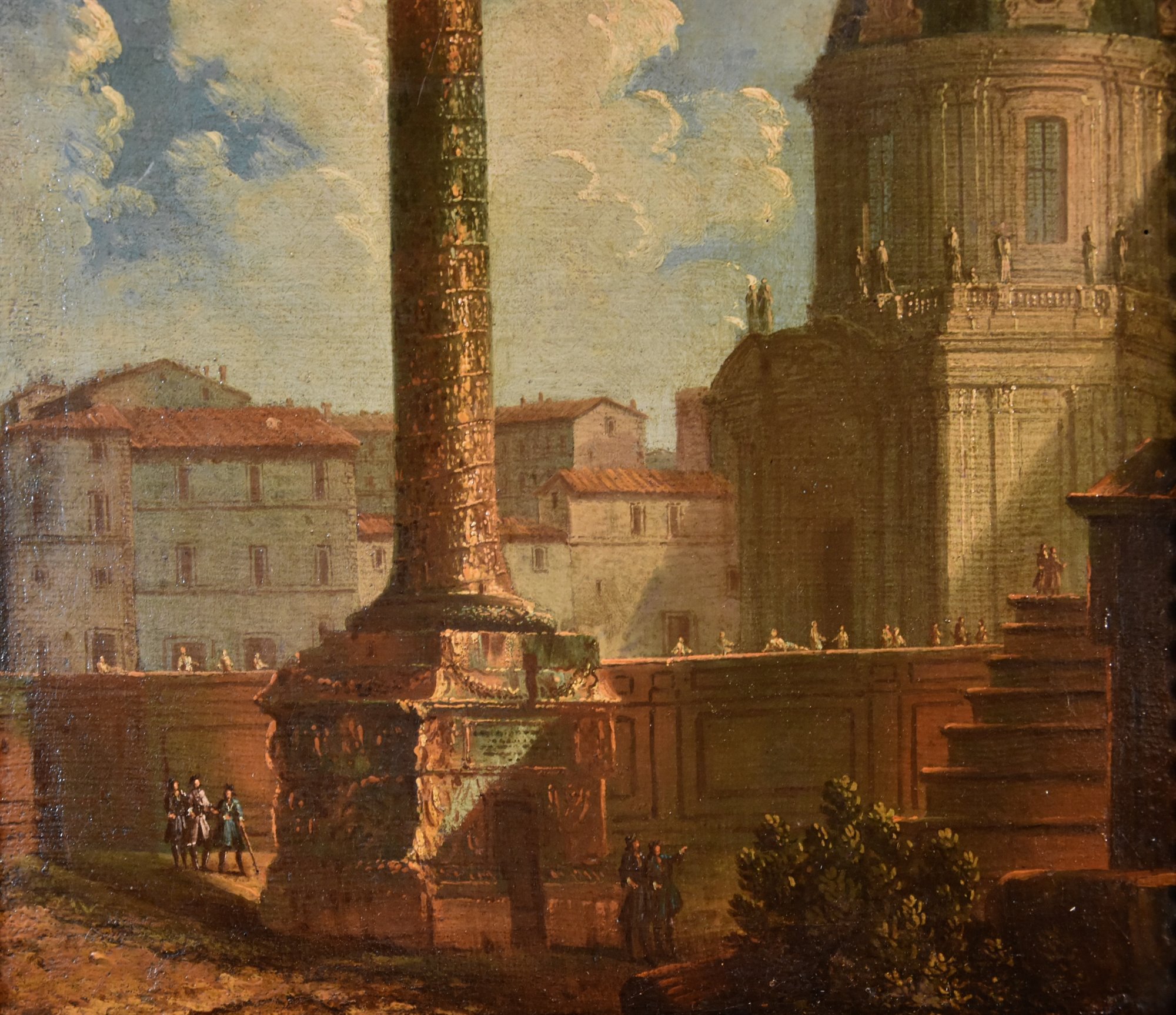 Coppia di vedute di Roma con la la Colonna Traiana e la Colonna Antonina