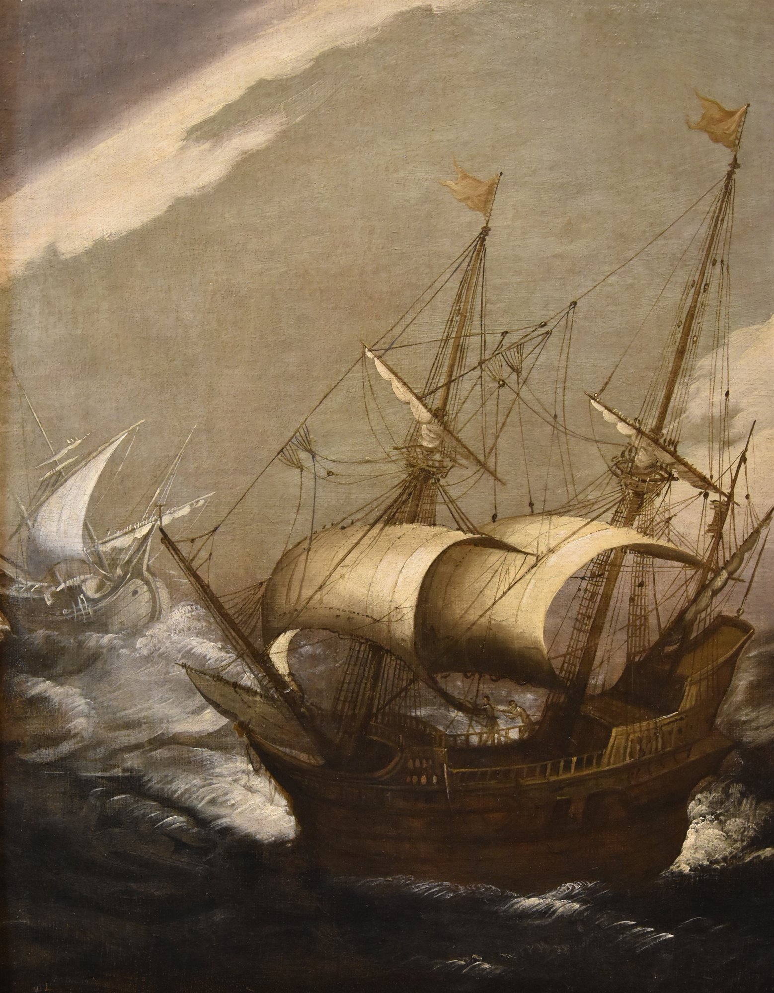 Marina in tempesta con vascelli