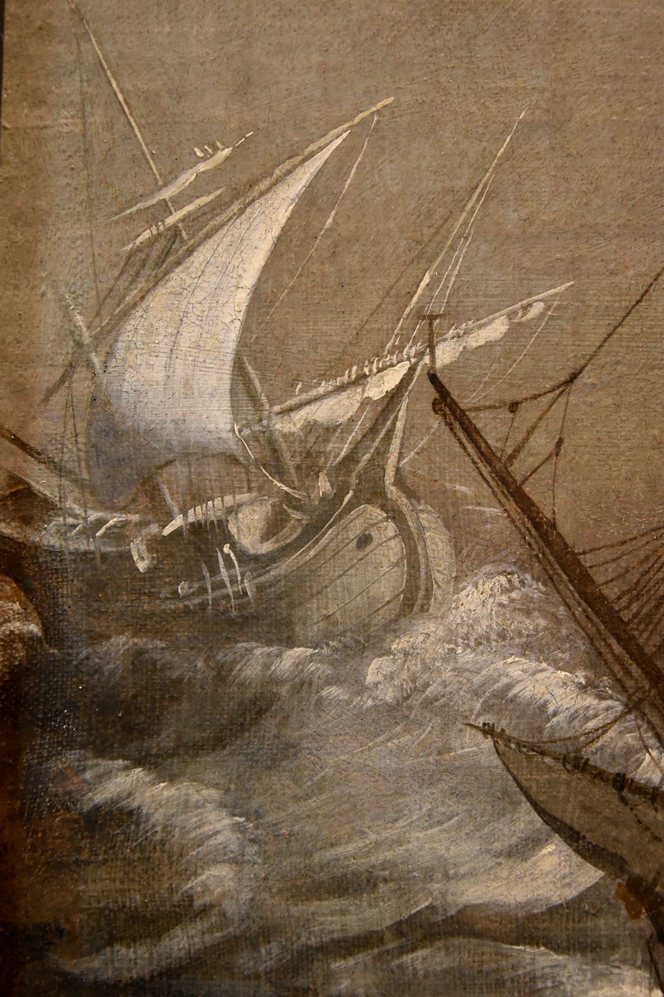 Marina in tempesta con vascelli