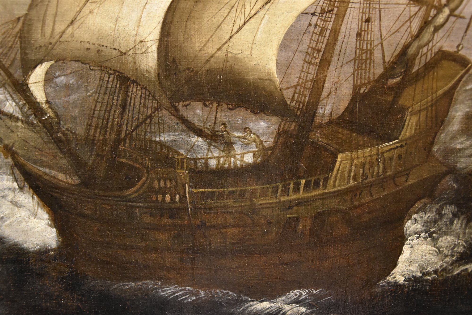 Marina in tempesta con vascelli