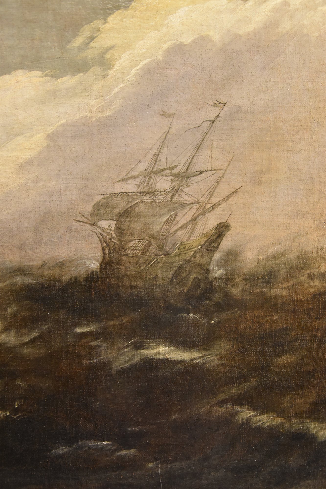 Marina in tempesta con vascelli