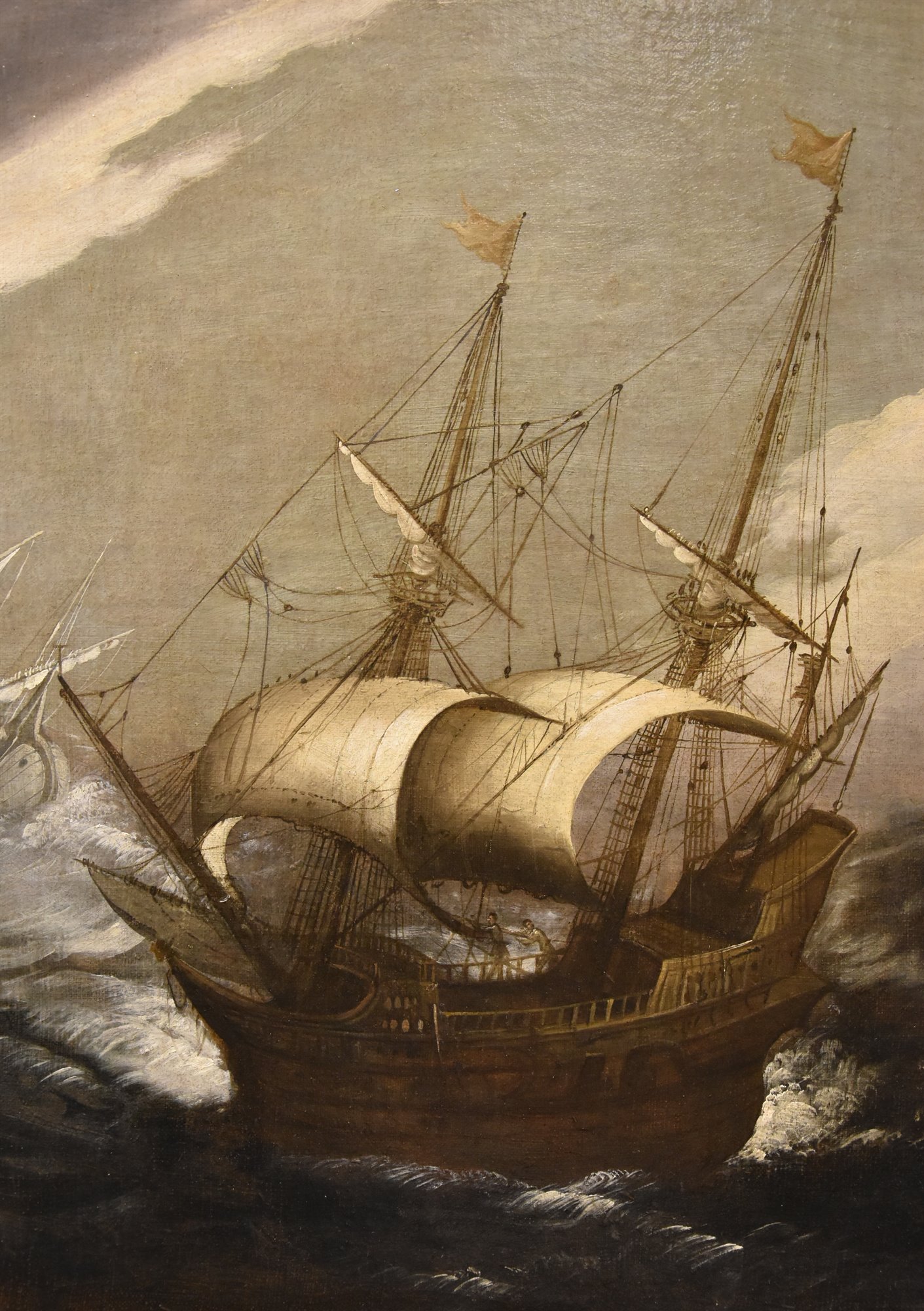 Marina in tempesta con vascelli
