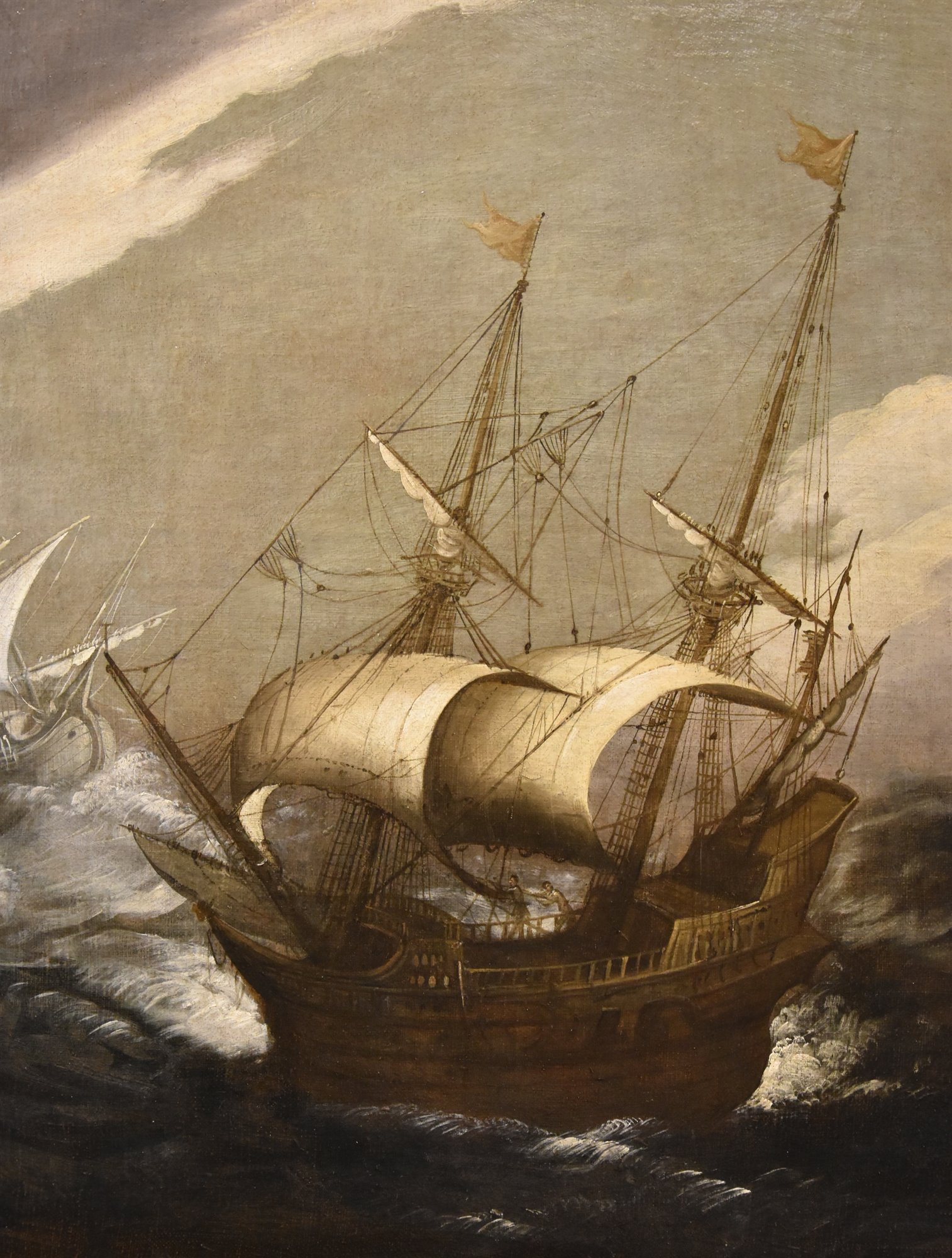 Marina in tempesta con vascelli