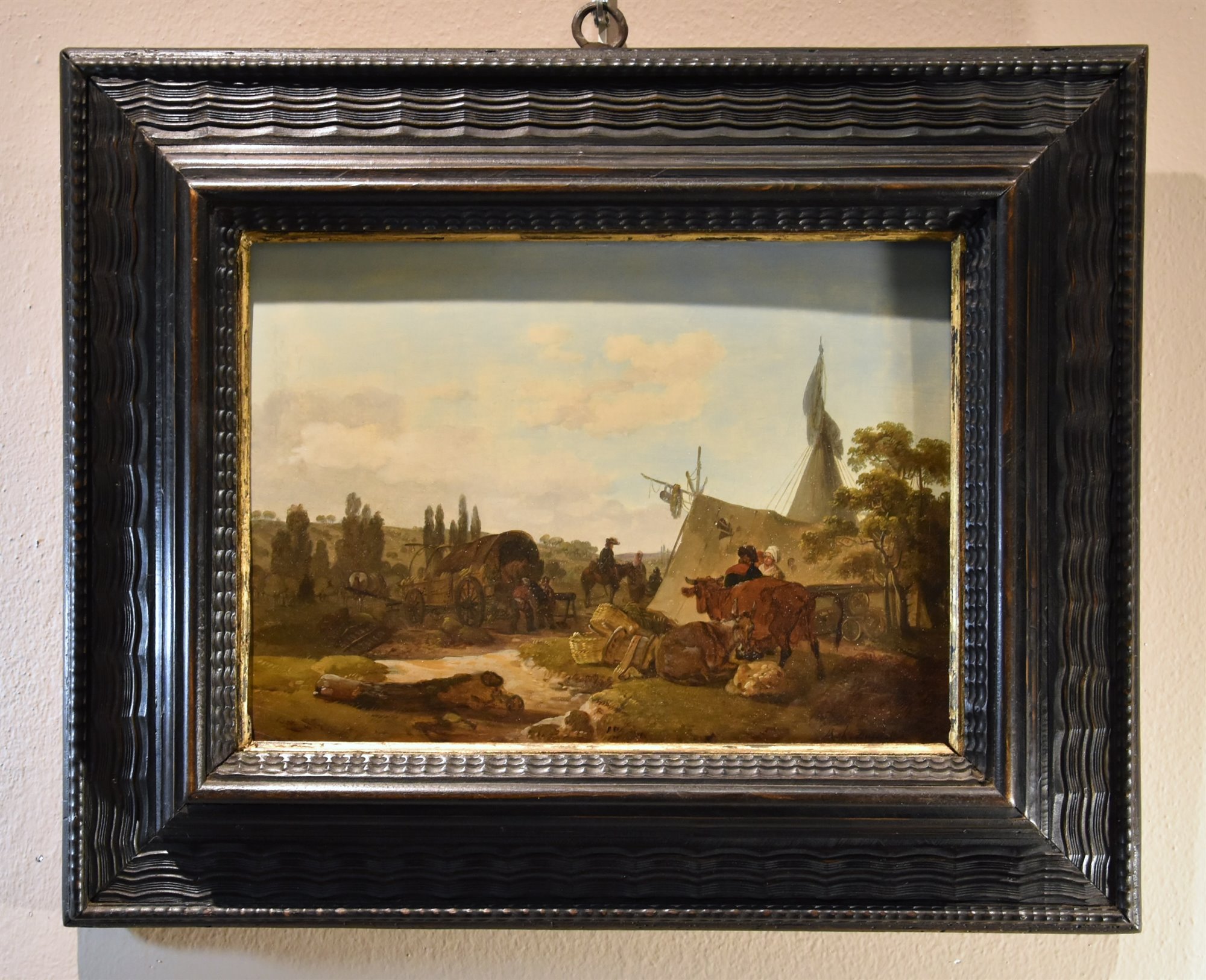 Paesaggi con cavalieri e tenda da campo