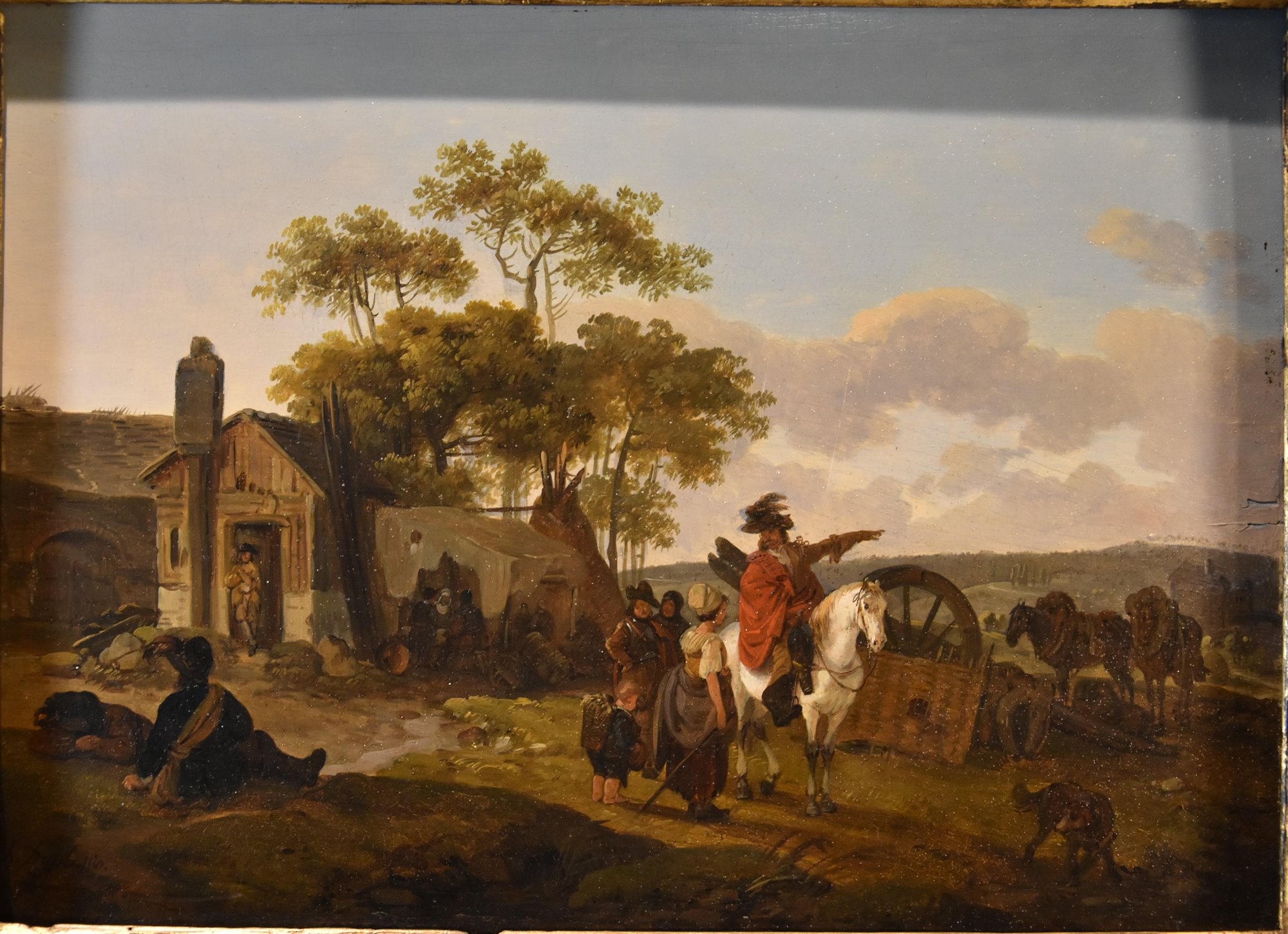 Paesaggi con cavalieri e tenda da campo