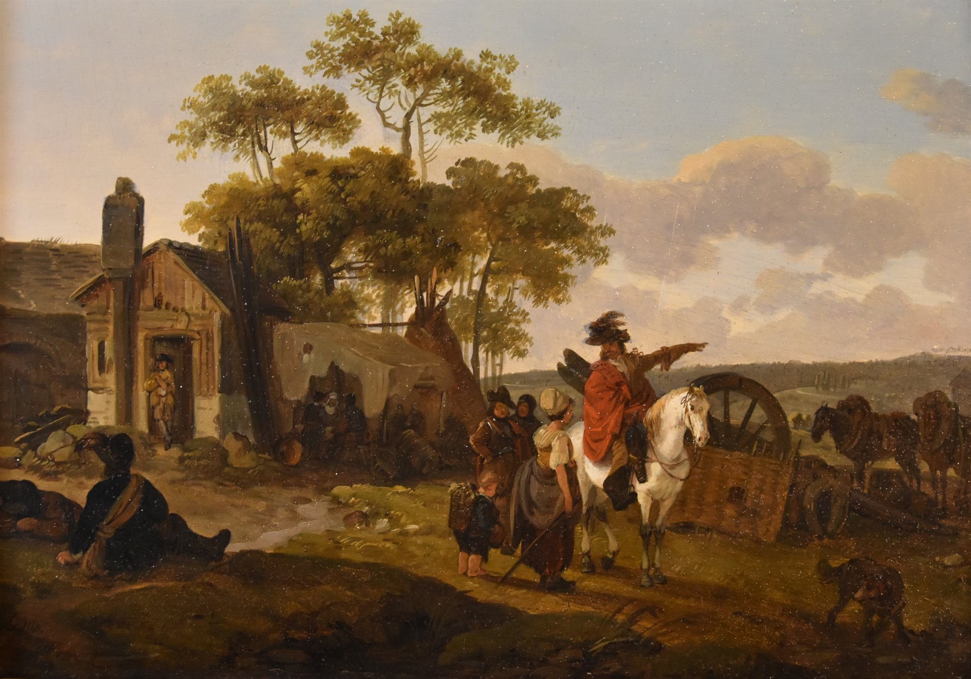 Paesaggi con cavalieri e tenda da campo