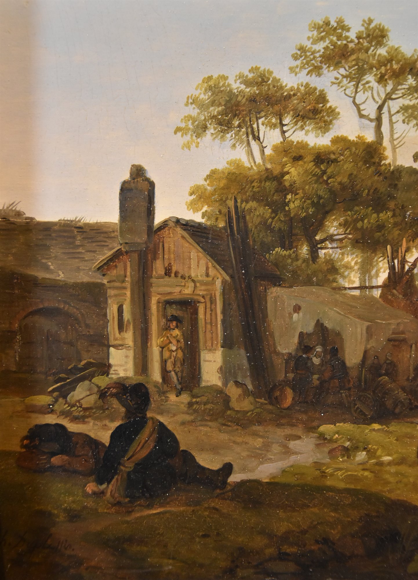 Paesaggi con cavalieri e tenda da campo