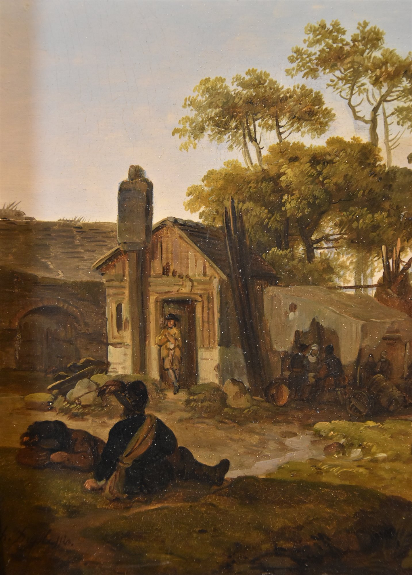 Paesaggi con cavalieri e tenda da campo