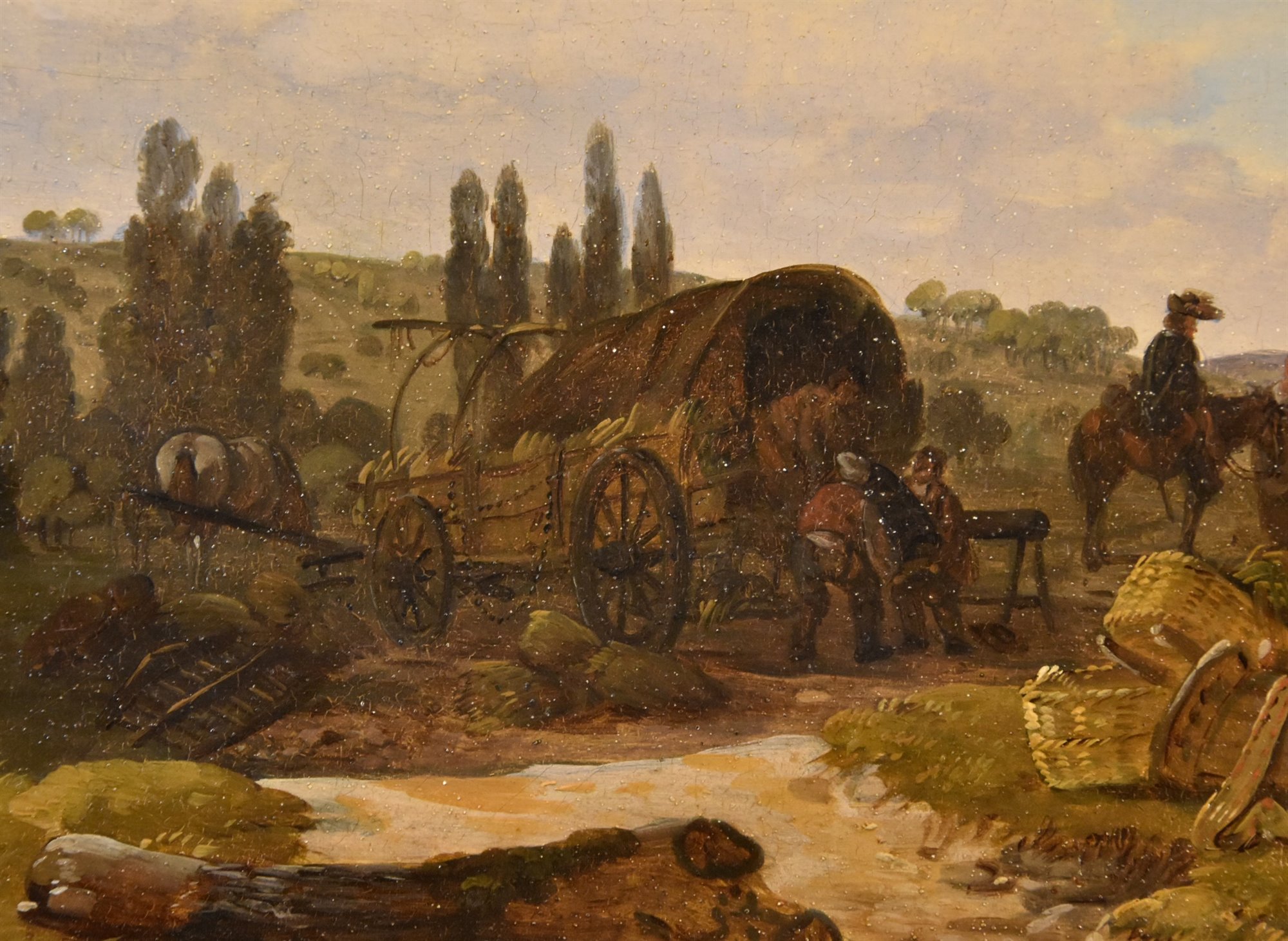 Paesaggi con cavalieri e tenda da campo