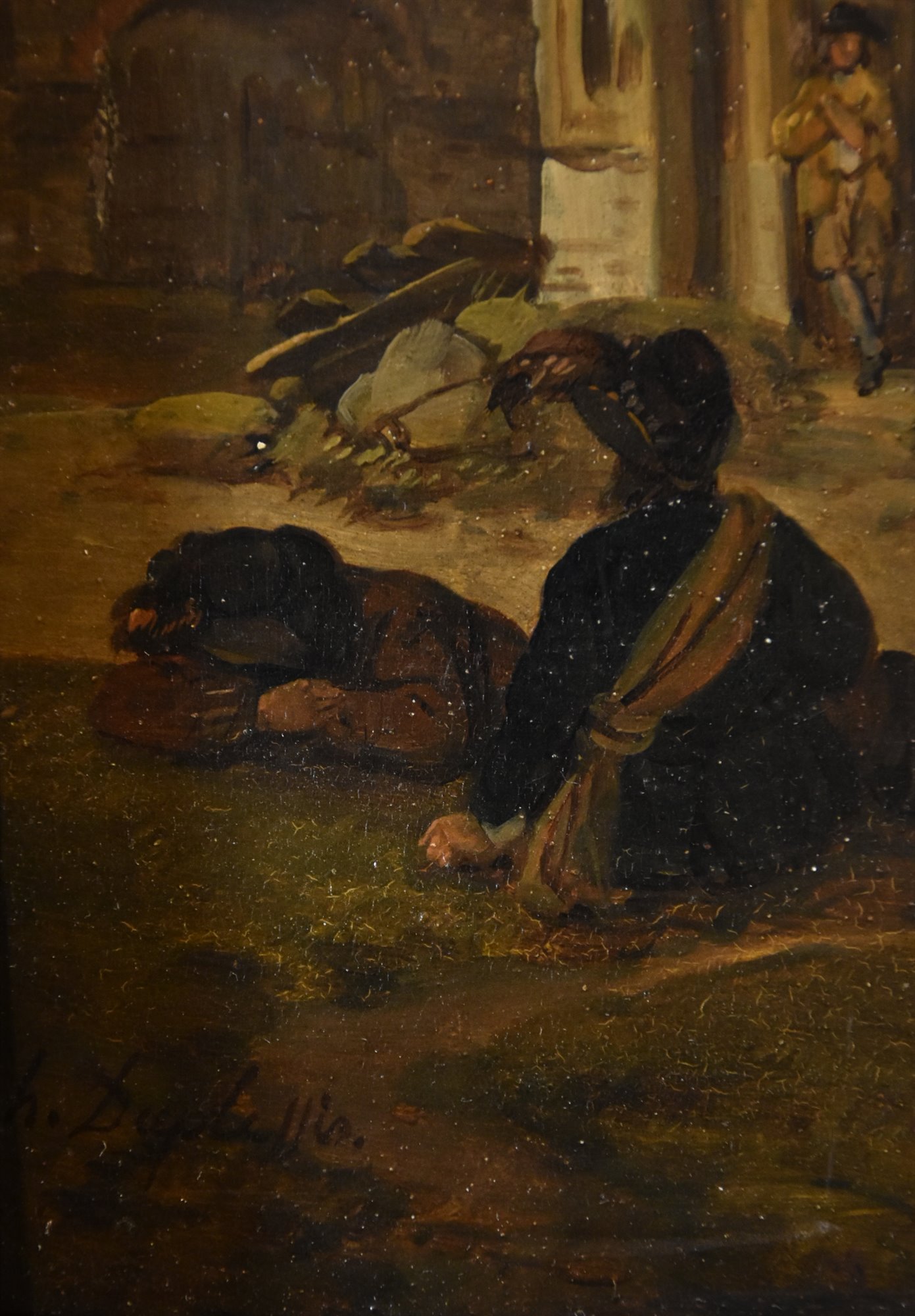 Paesaggi con cavalieri e tenda da campo