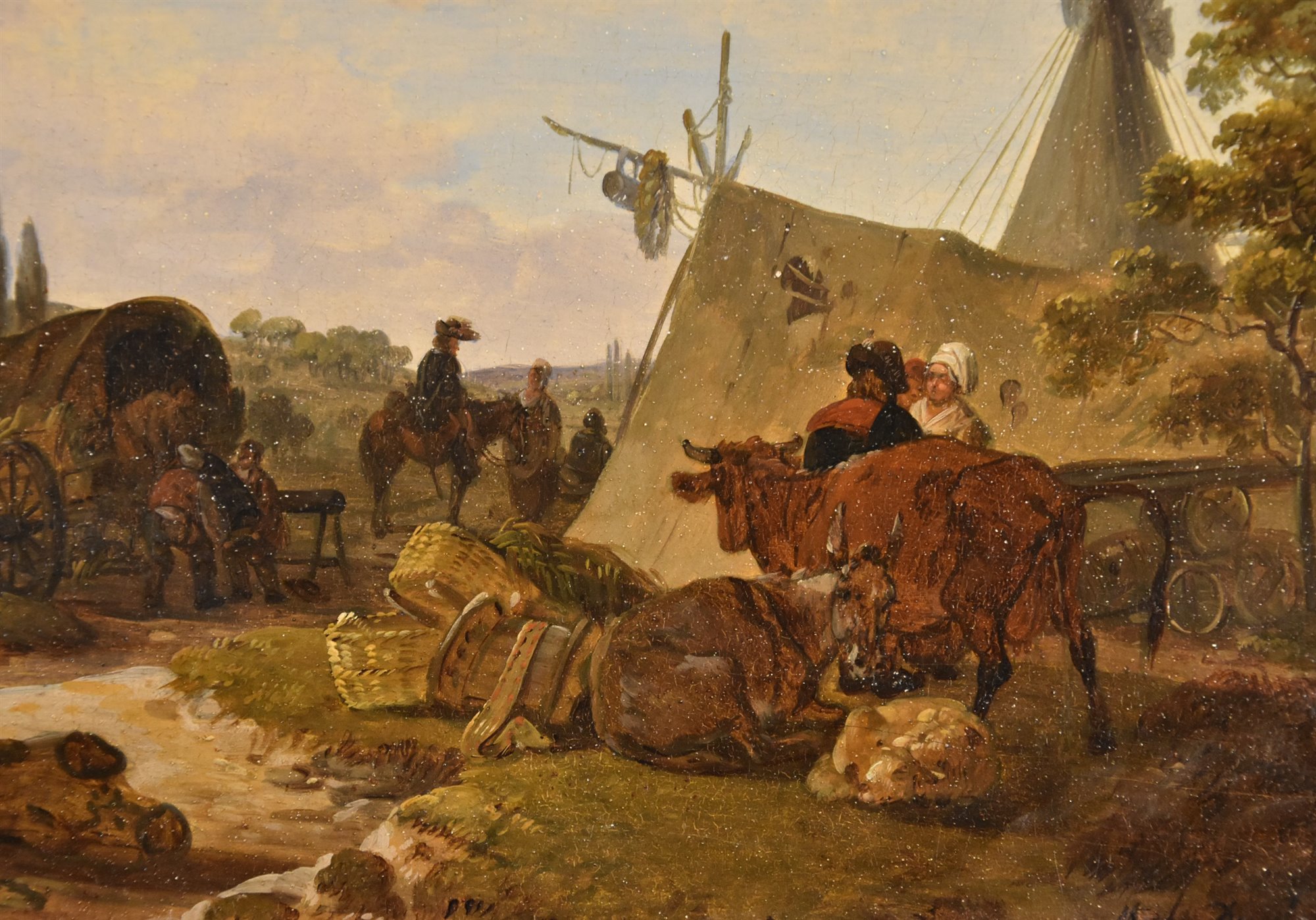 Paesaggi con cavalieri e tenda da campo