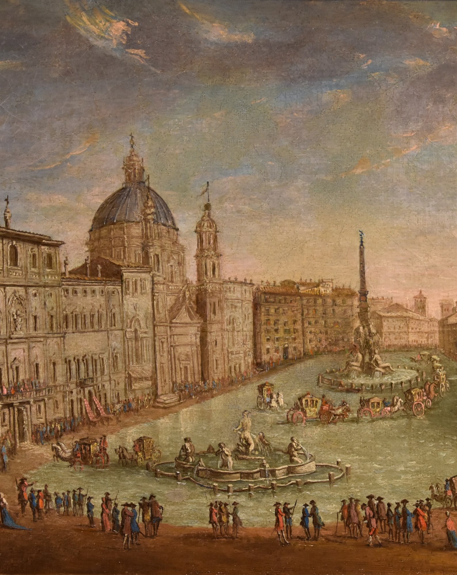 Veduta di Roma con Piazza Navona allagata