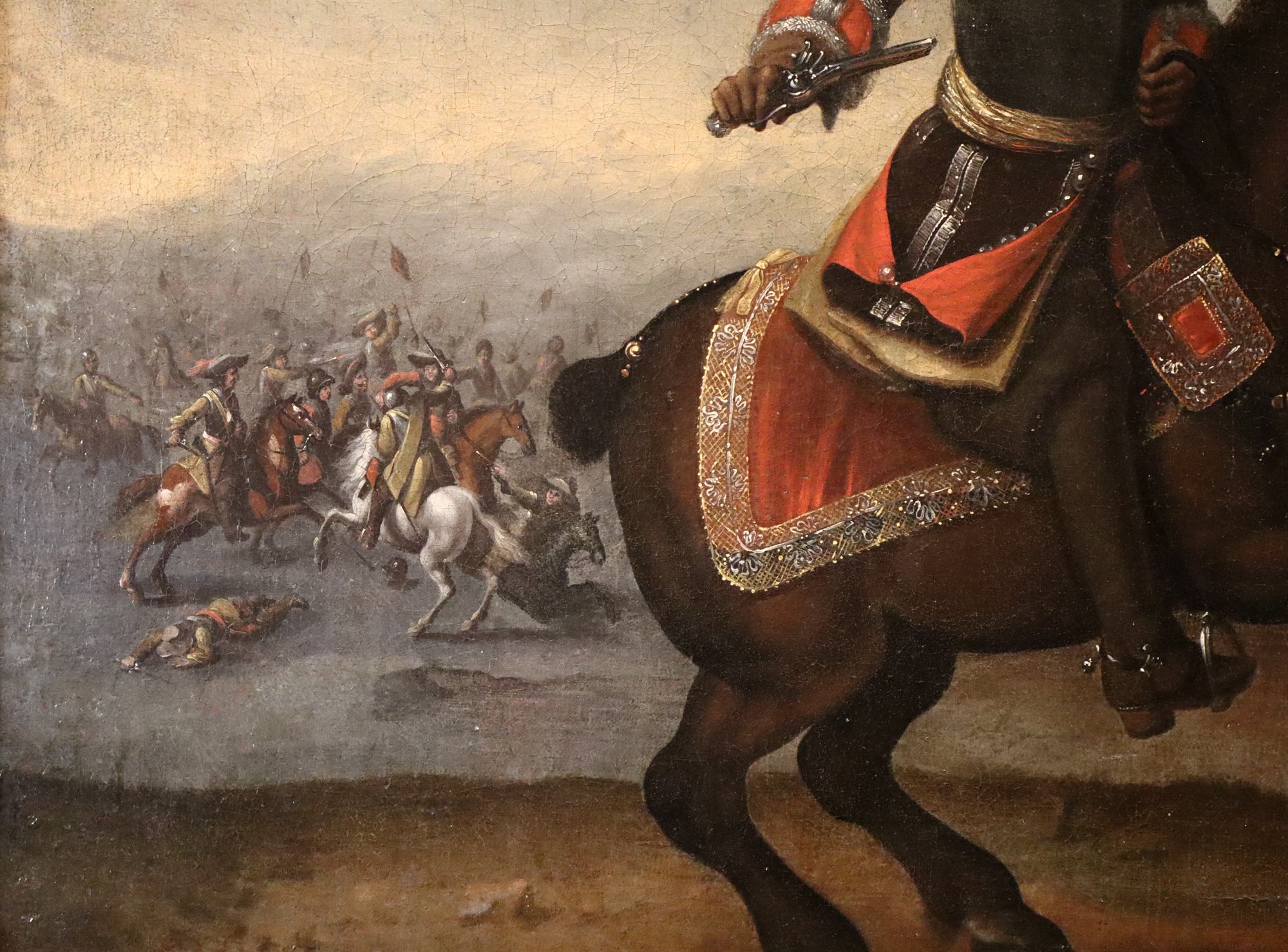 Ritratto equestre con scena di battaglia