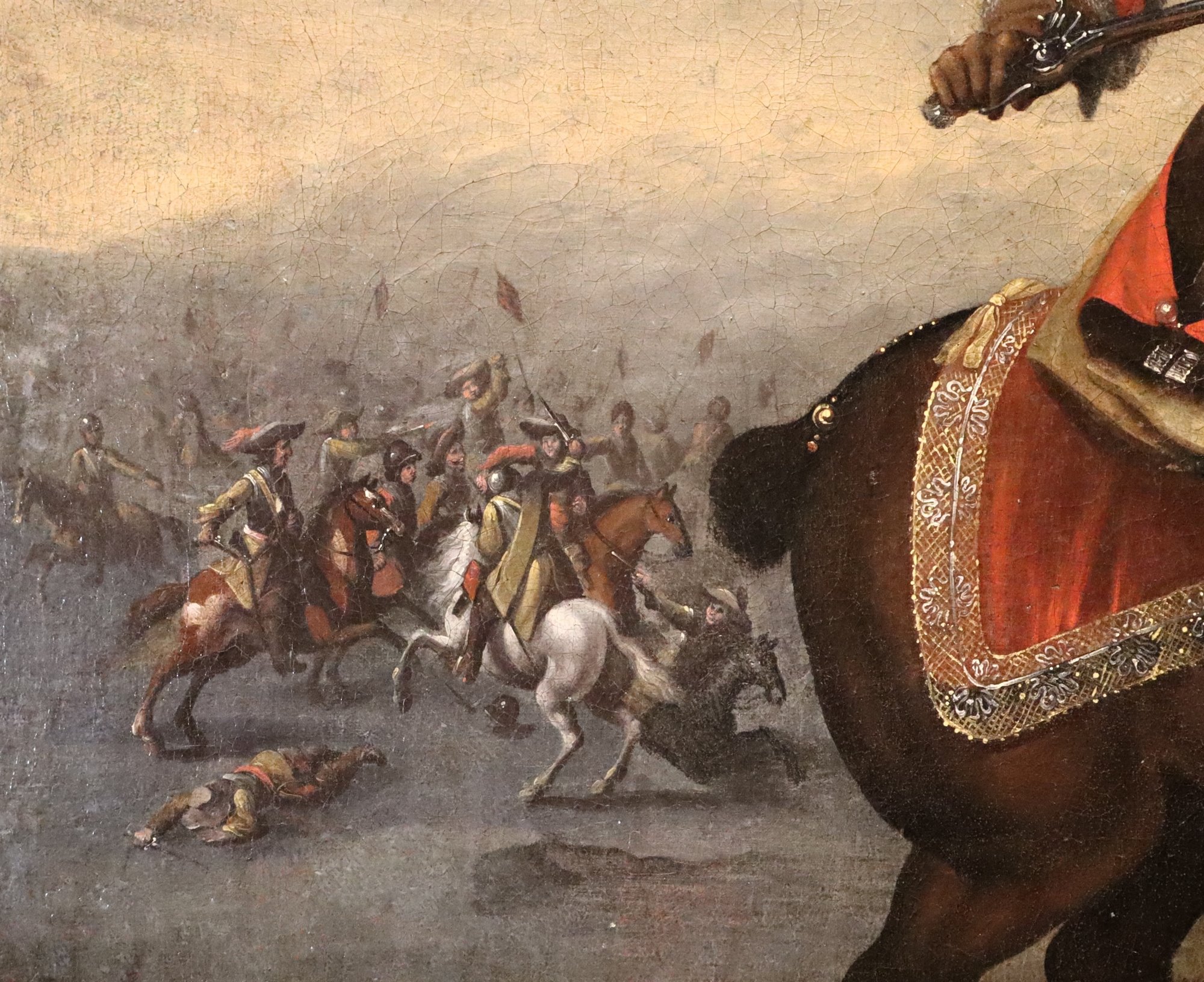 Ritratto equestre con scena di battaglia