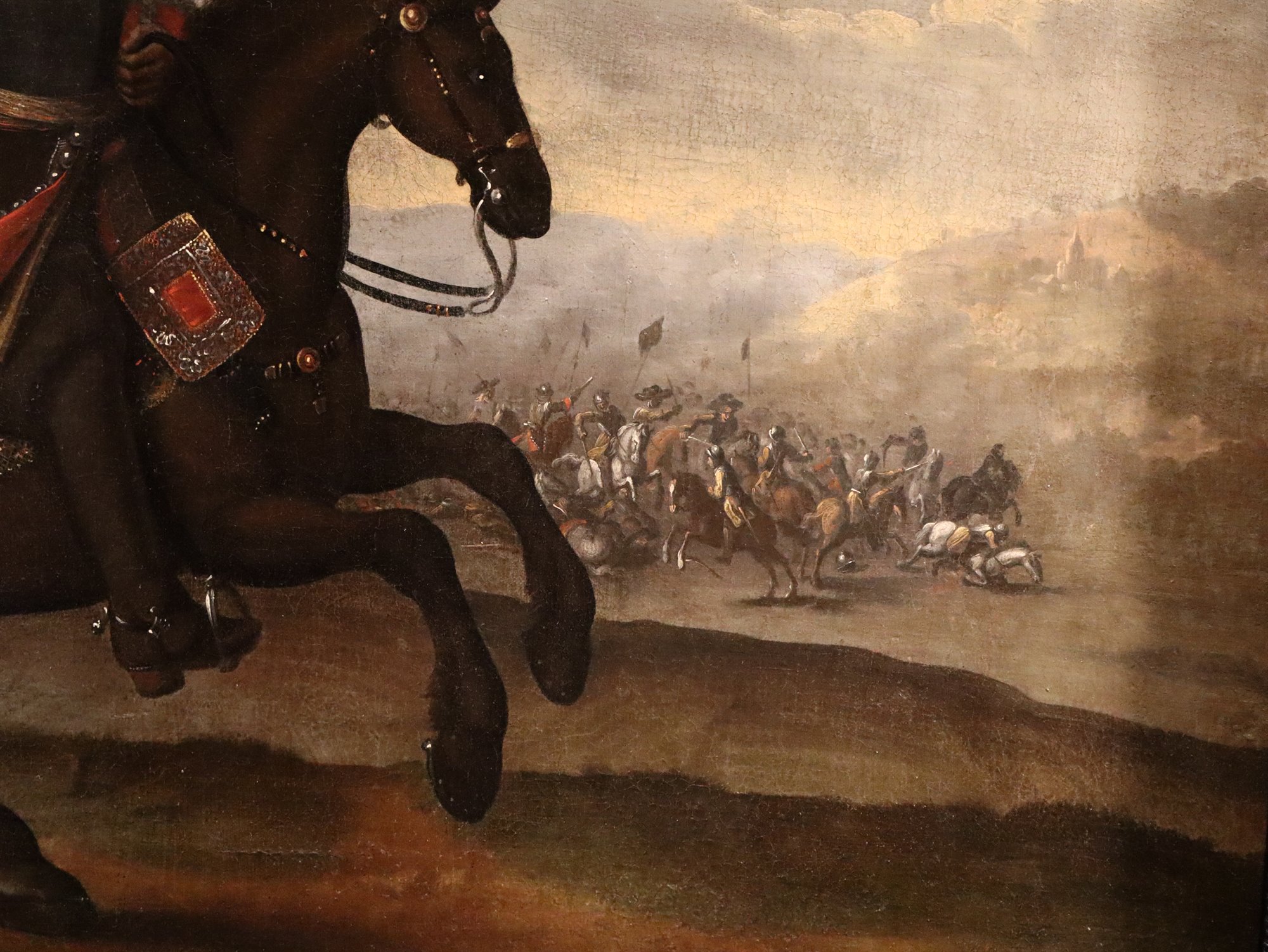 Ritratto equestre con scena di battaglia