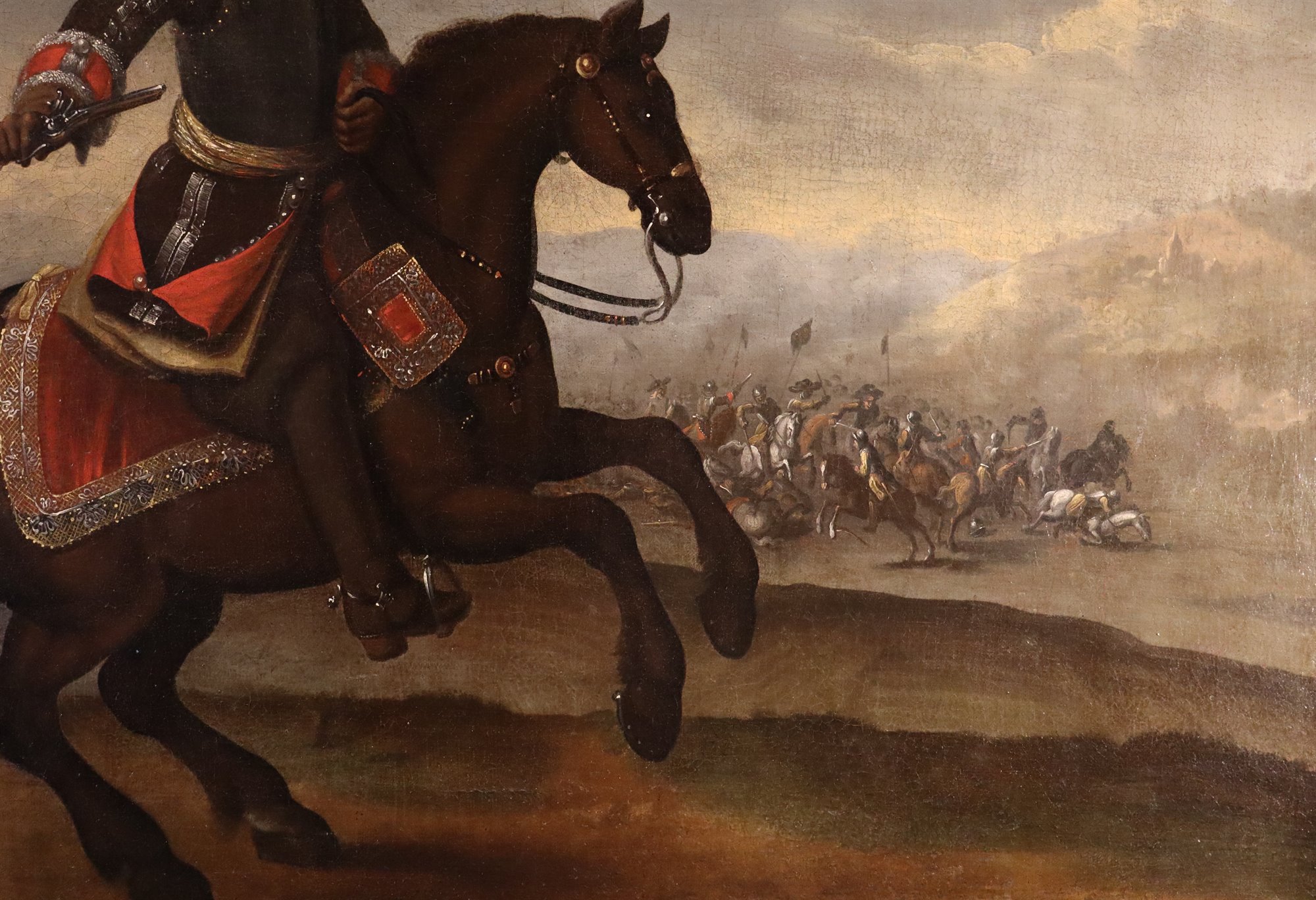 Ritratto equestre con scena di battaglia